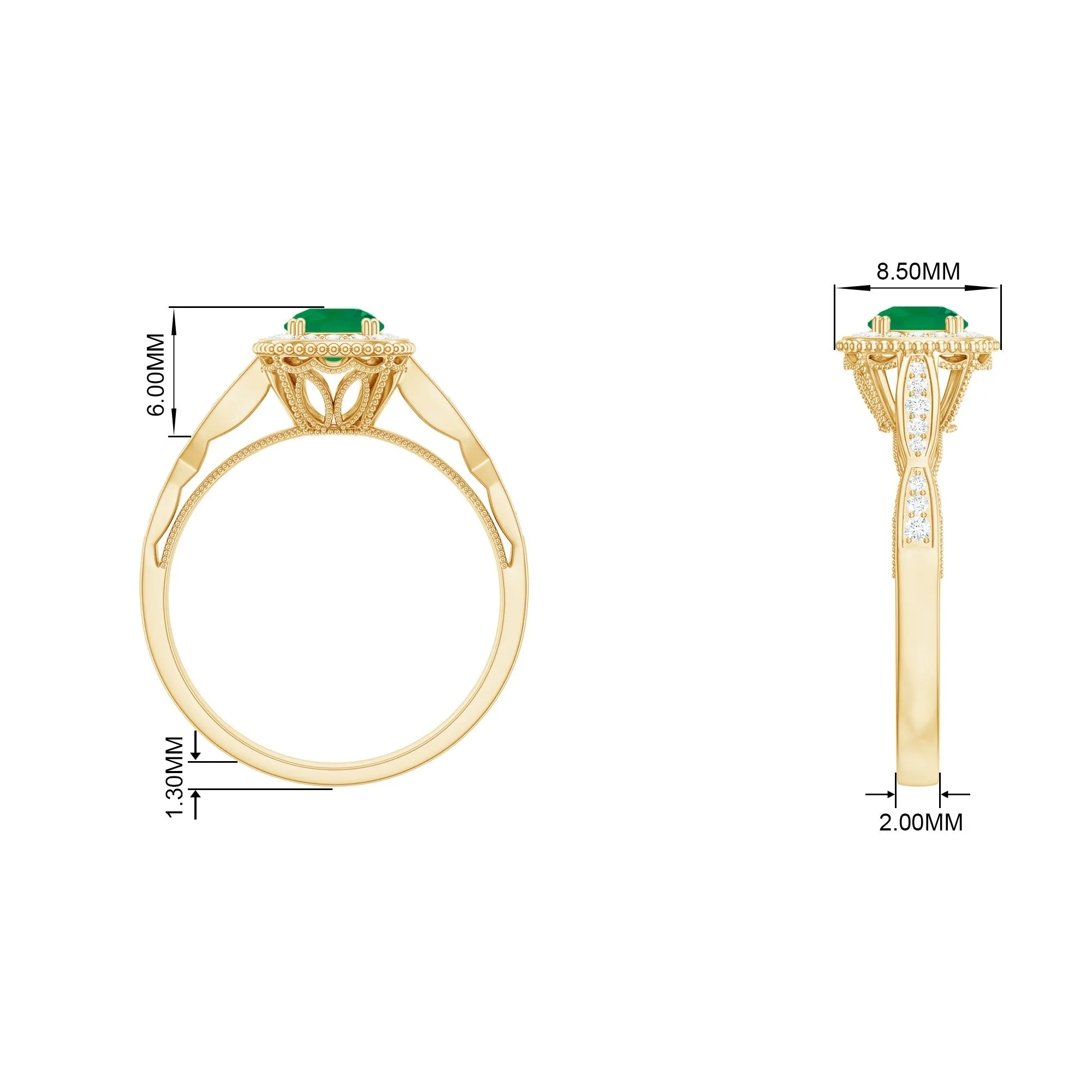 Antique Emerald Engagement Ring with Diamond