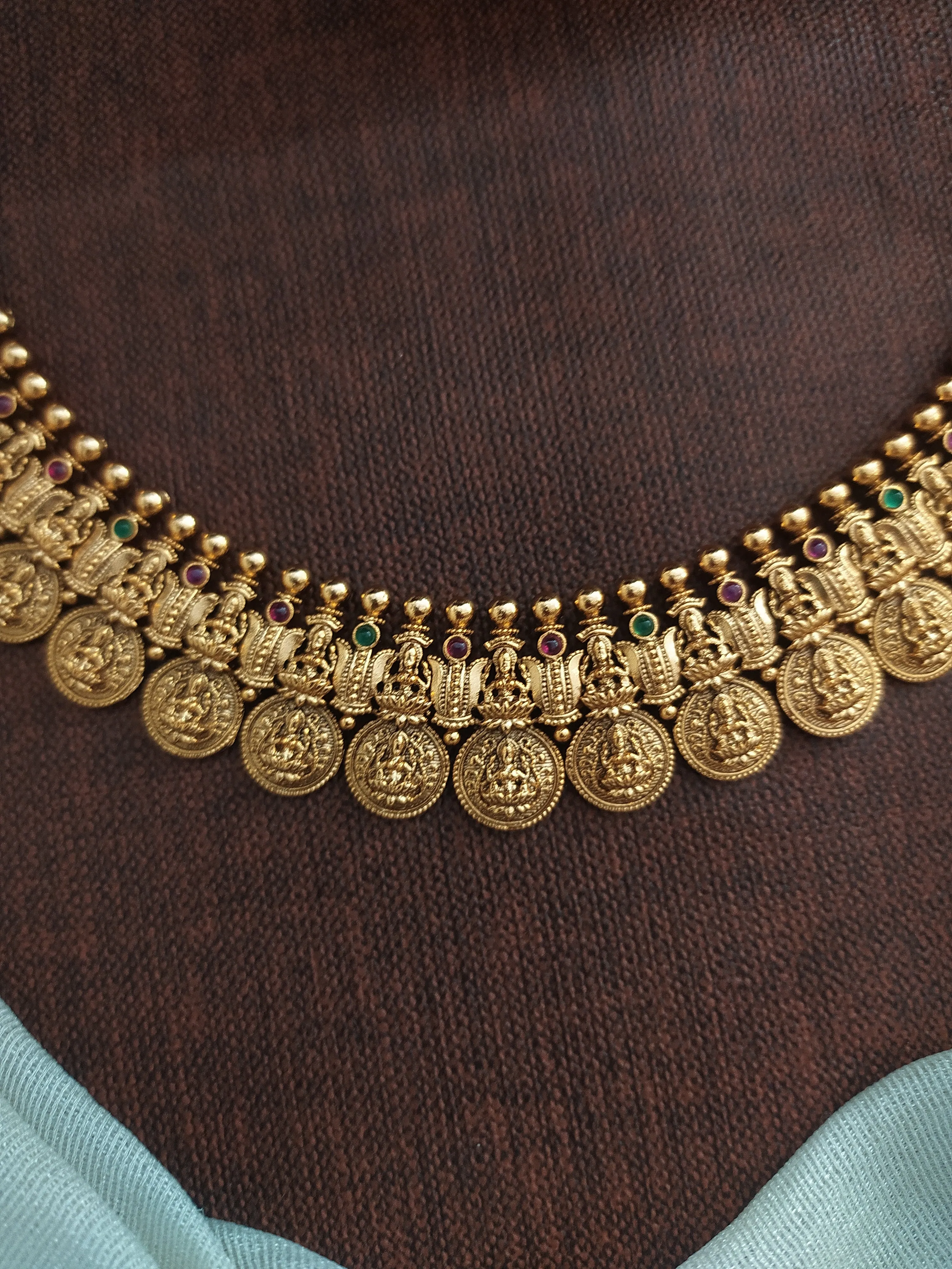 Antique Gold Kasu Malai Necklace Set