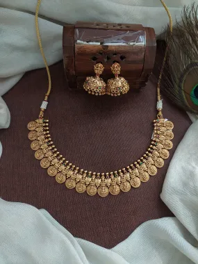 Antique Gold Kasu Malai Necklace Set
