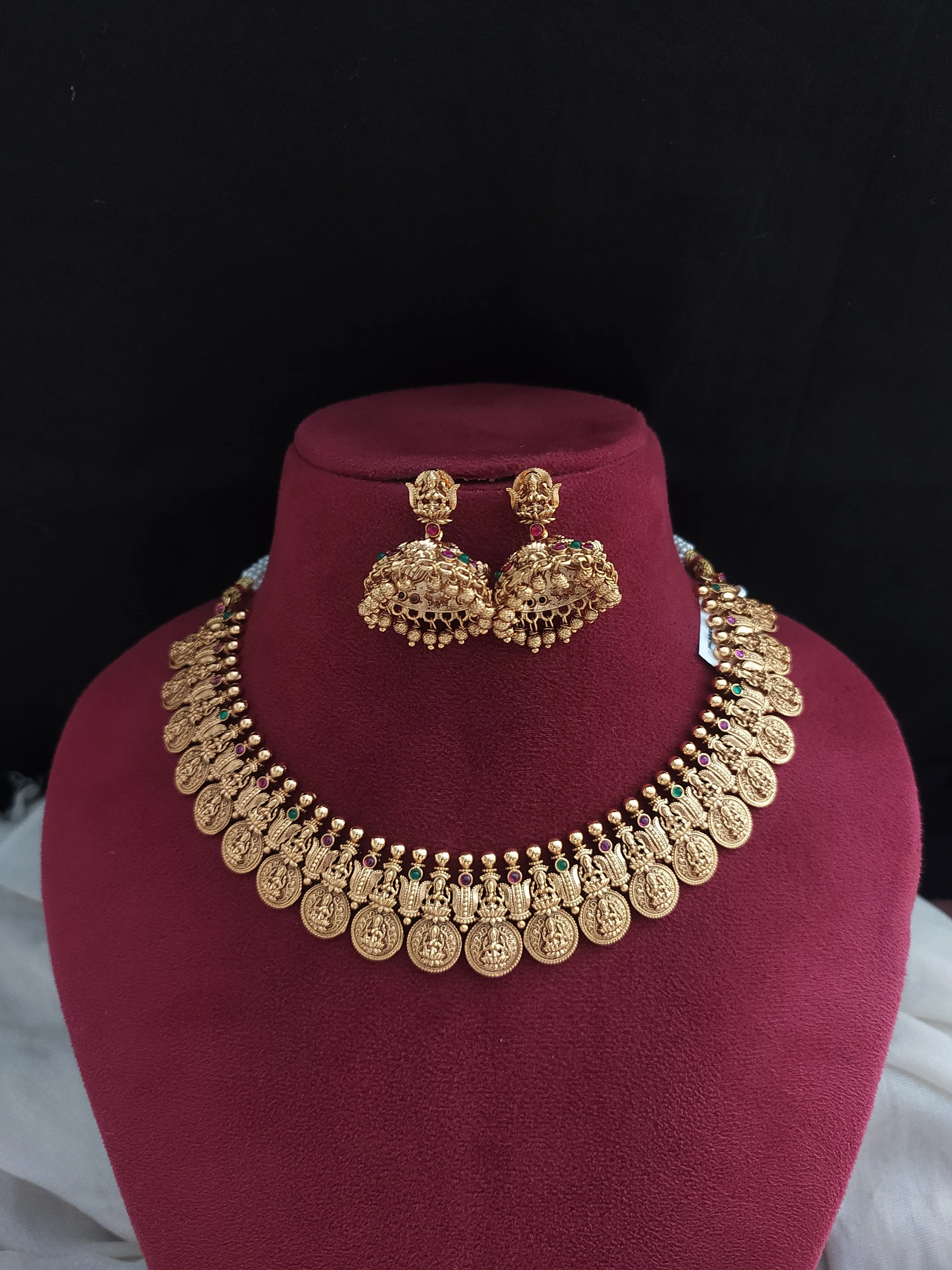 Antique Gold Kasu Malai Necklace Set