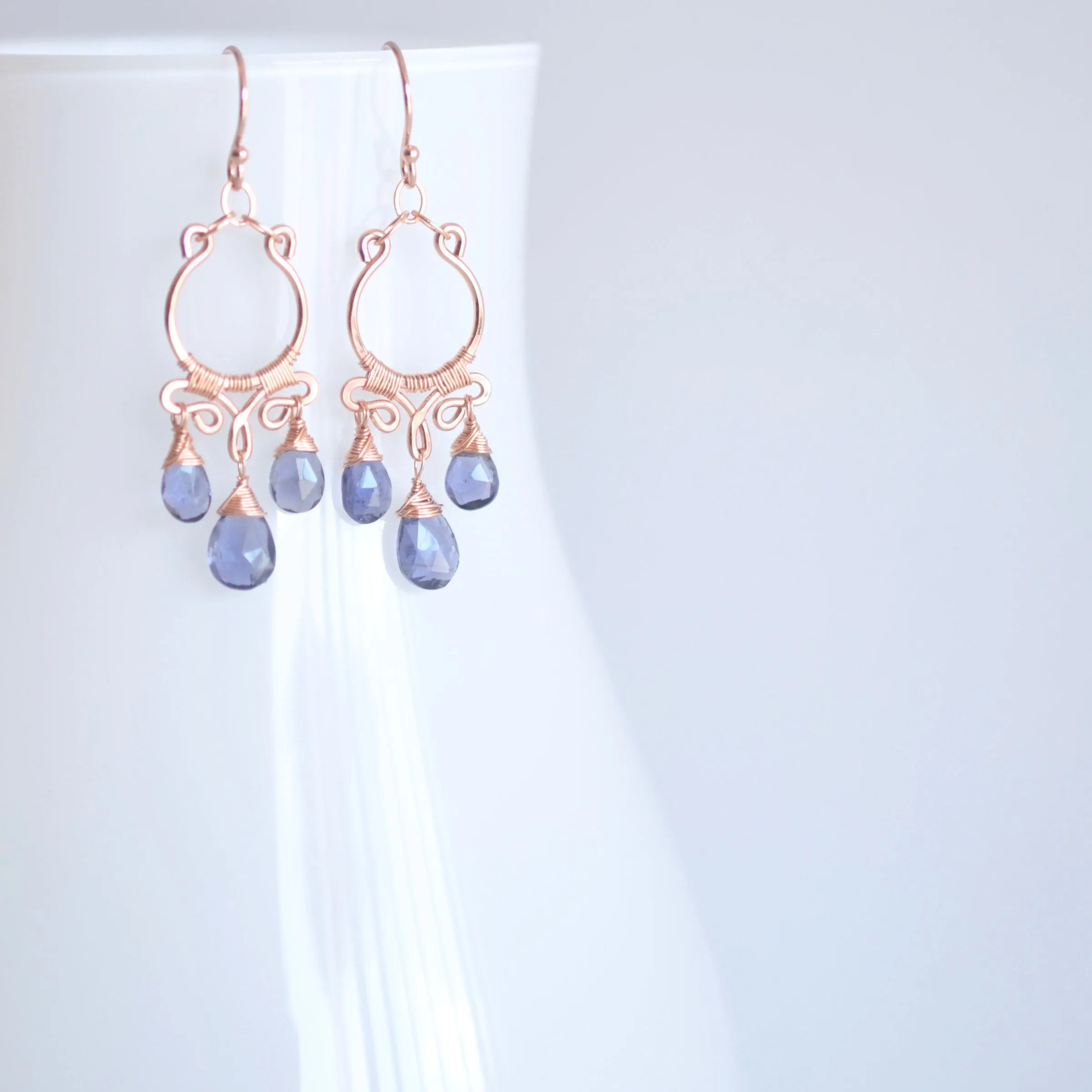 Aura - Iolite, 14k Rose Gold Filled Earrings