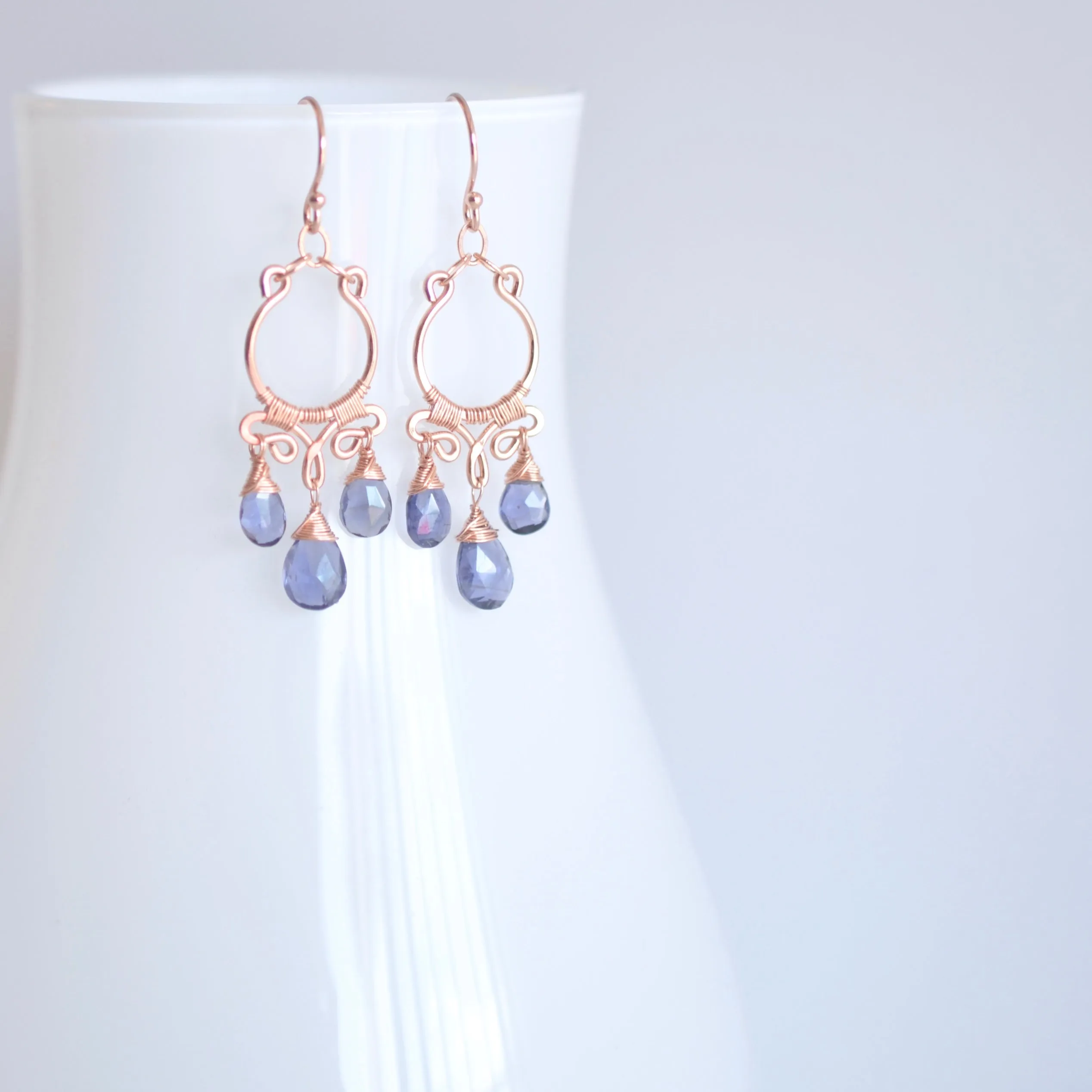 Aura - Iolite, 14k Rose Gold Filled Earrings