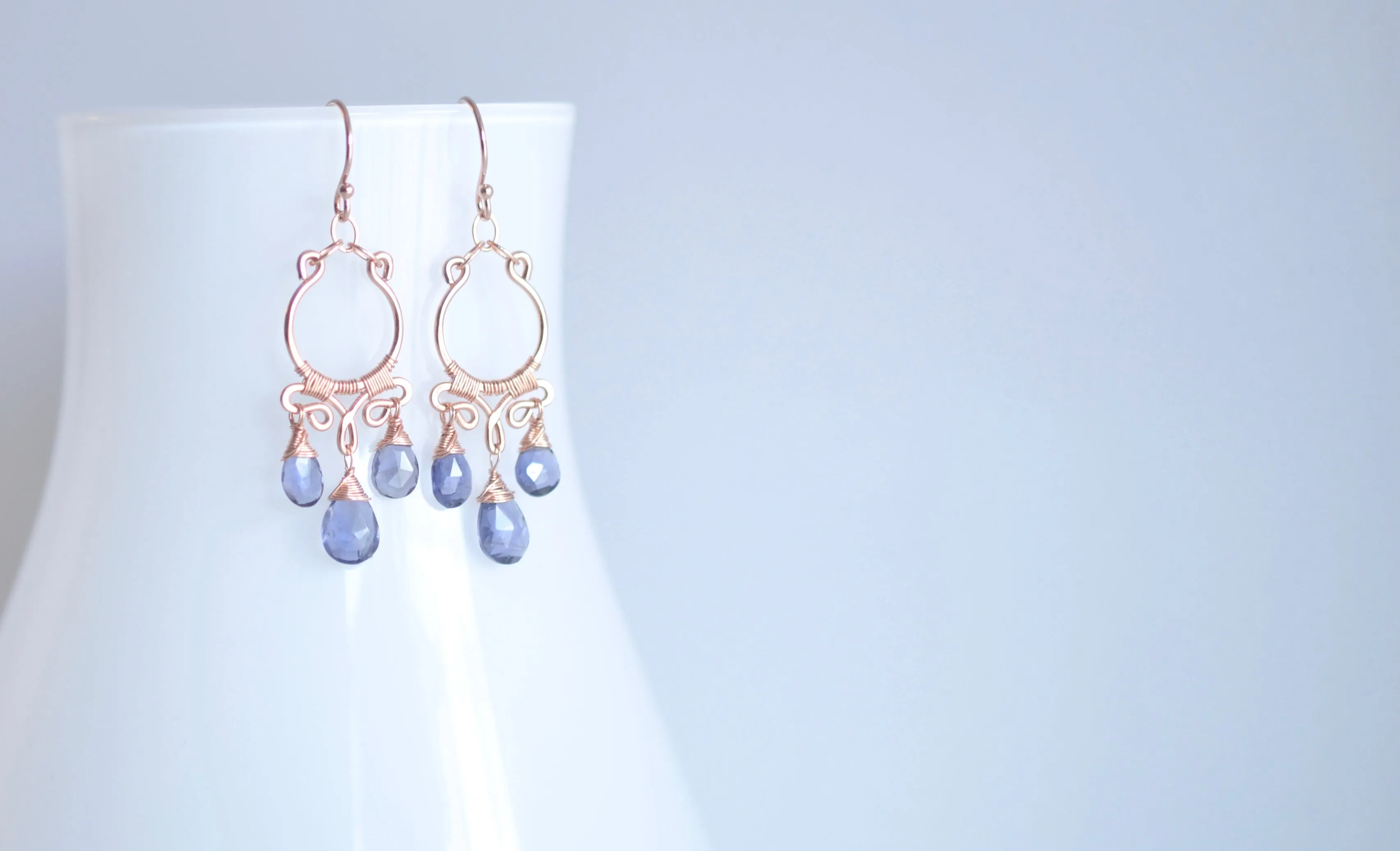 Aura - Iolite, 14k Rose Gold Filled Earrings