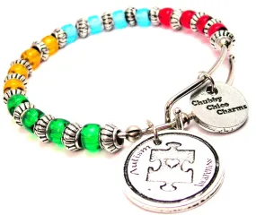 Autism Awareness Bangle 6mm Glass Beaded Bangle