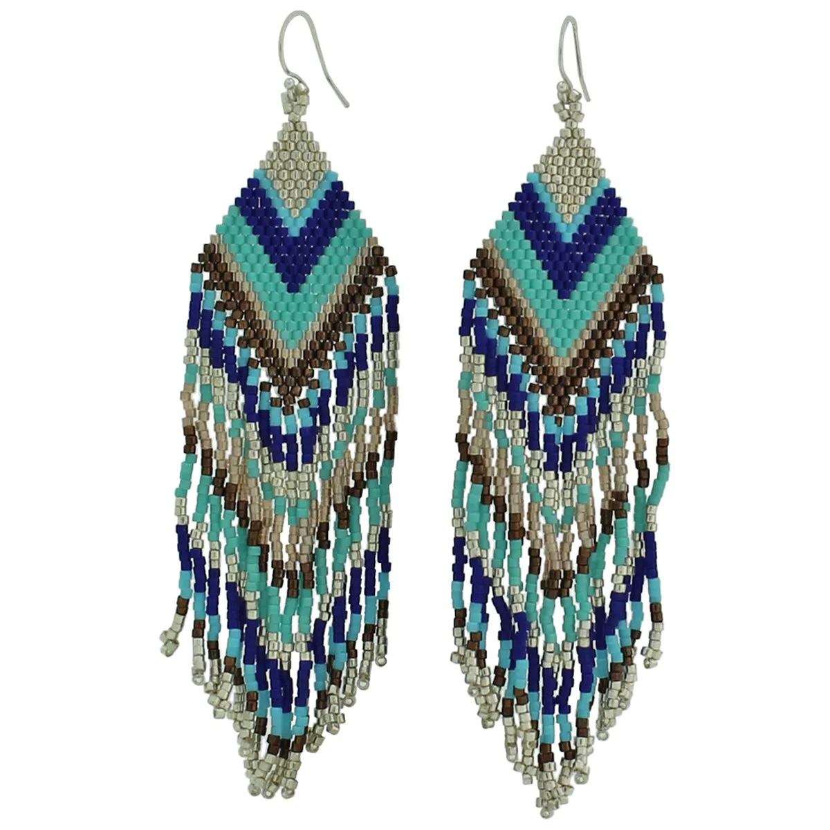 Beaded Chandelier Earrings in Tones of blue
