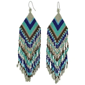 Beaded Chandelier Earrings in Tones of blue