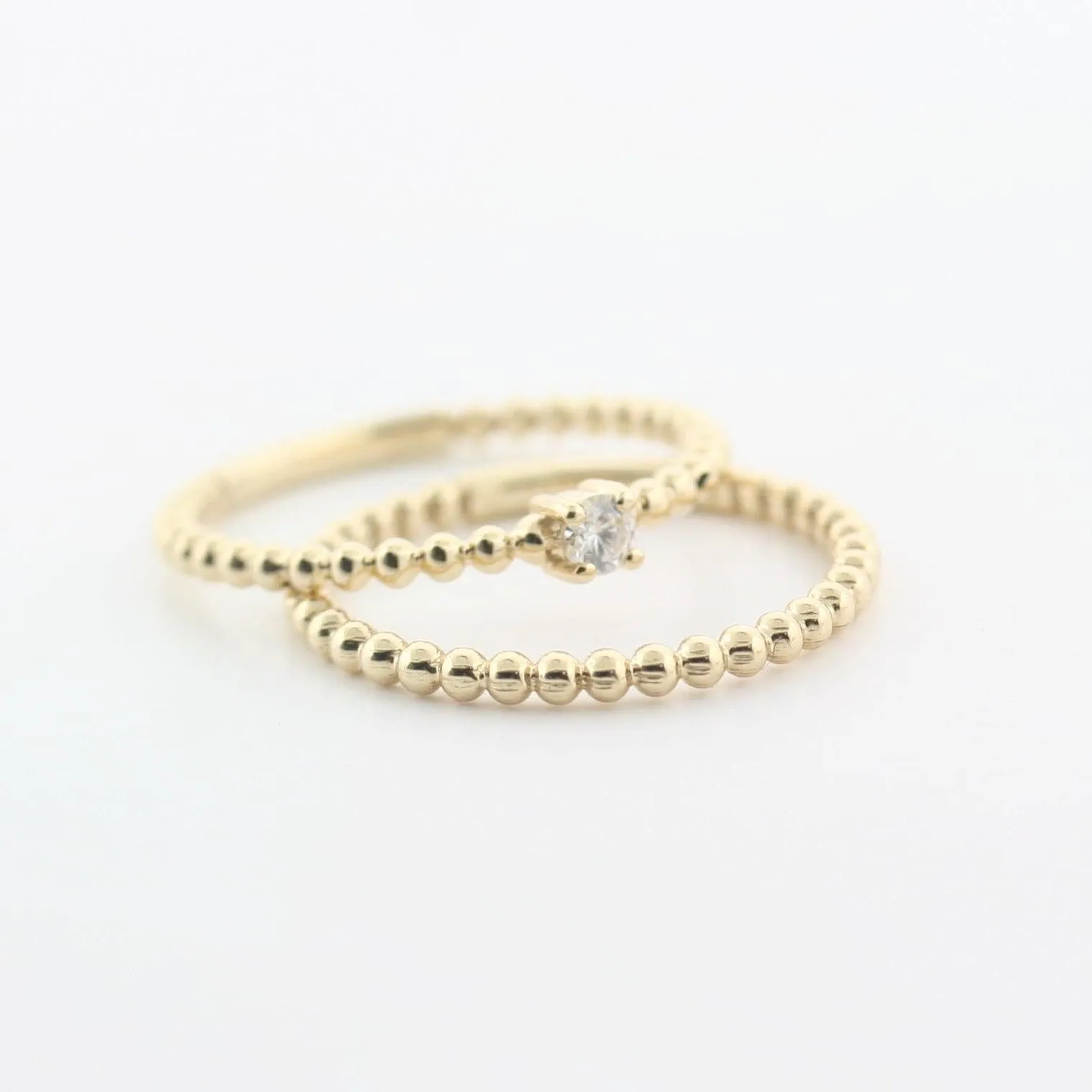 Beaded Ring Band 14k Yellow Gold