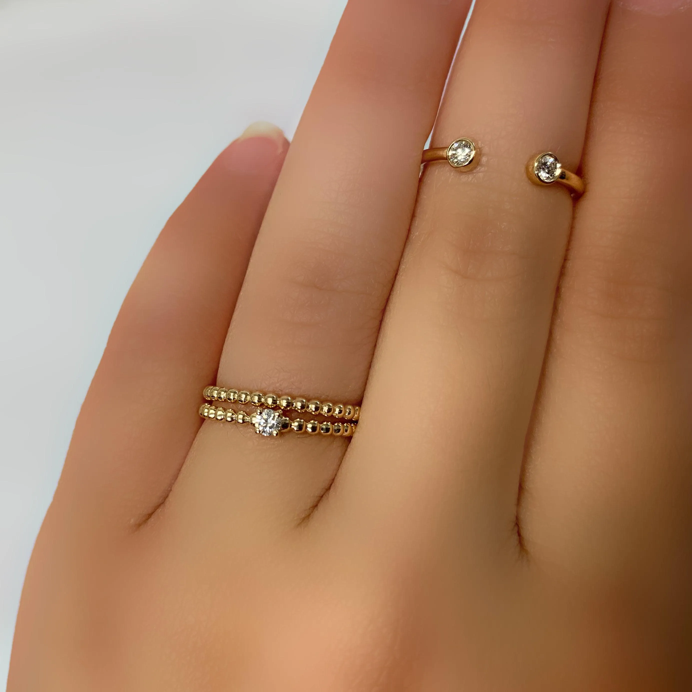 Beaded Ring Band 14k Yellow Gold