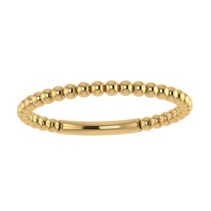 Beaded Ring Band 14k Yellow Gold