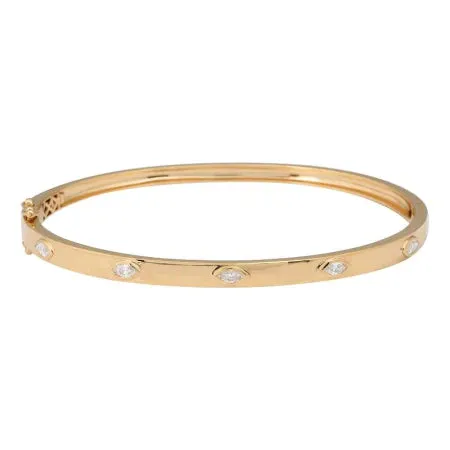 Bezel Set Segment Marquise Diamond Bangle