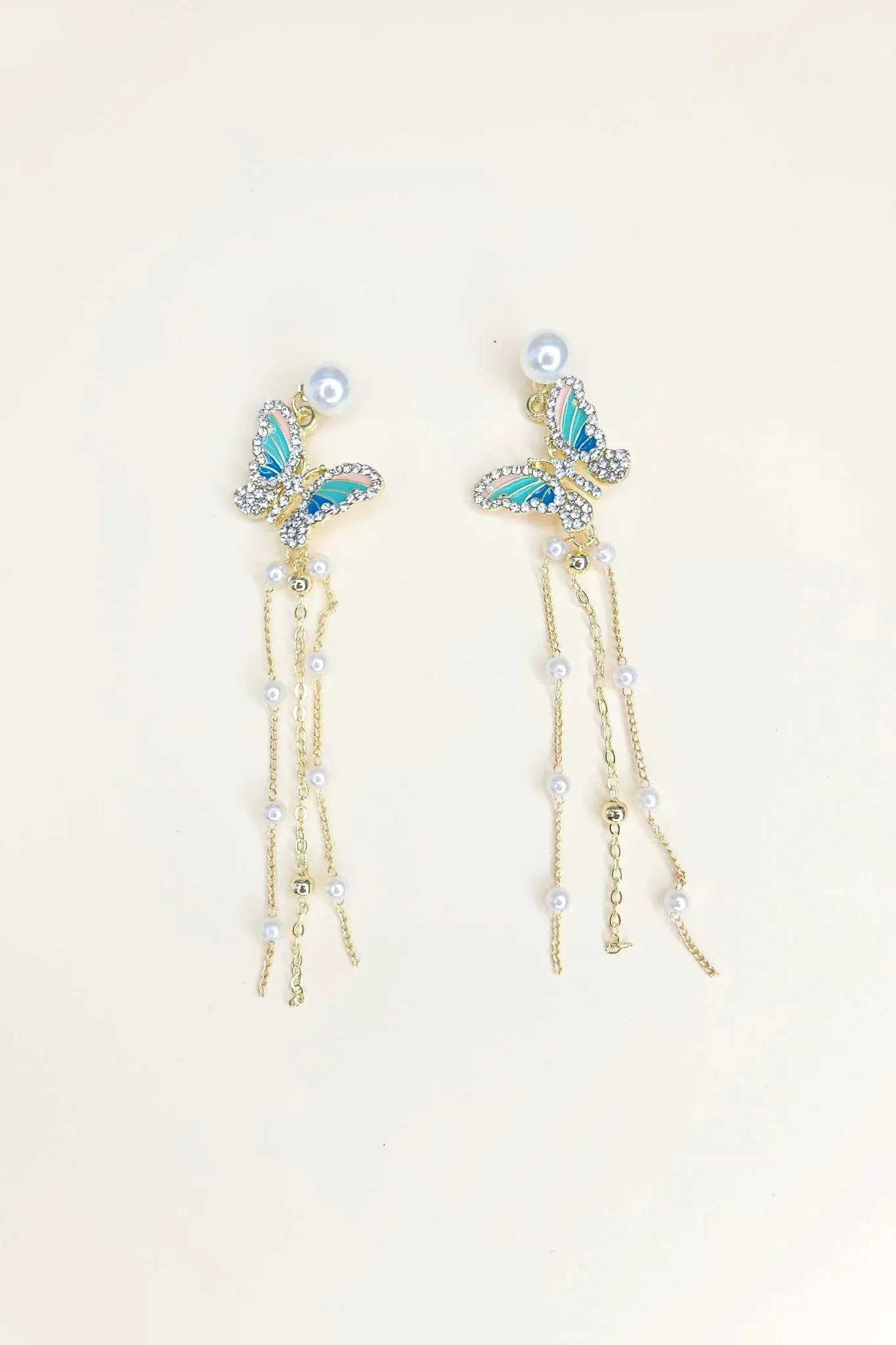 Blue Butterfly Chandelier Earrings