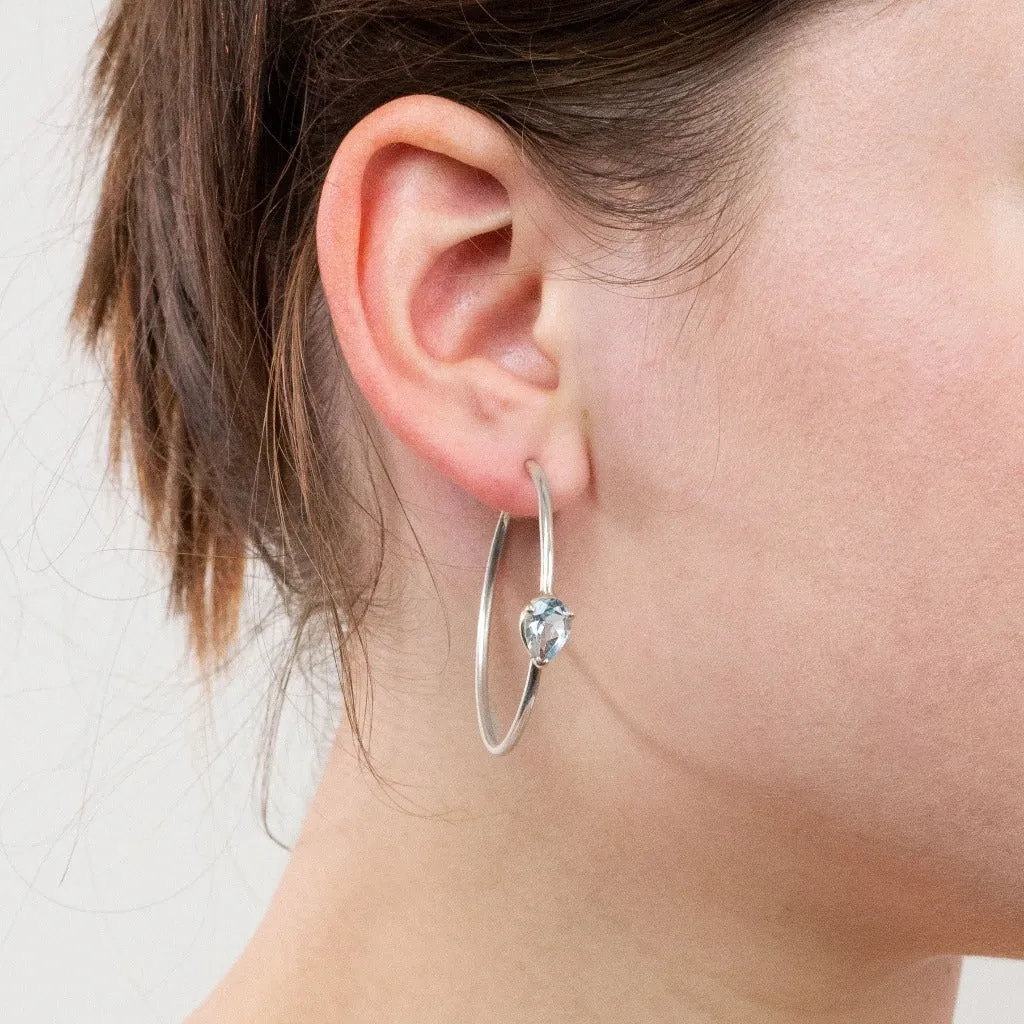 Blue Topaz Hoop Earrings