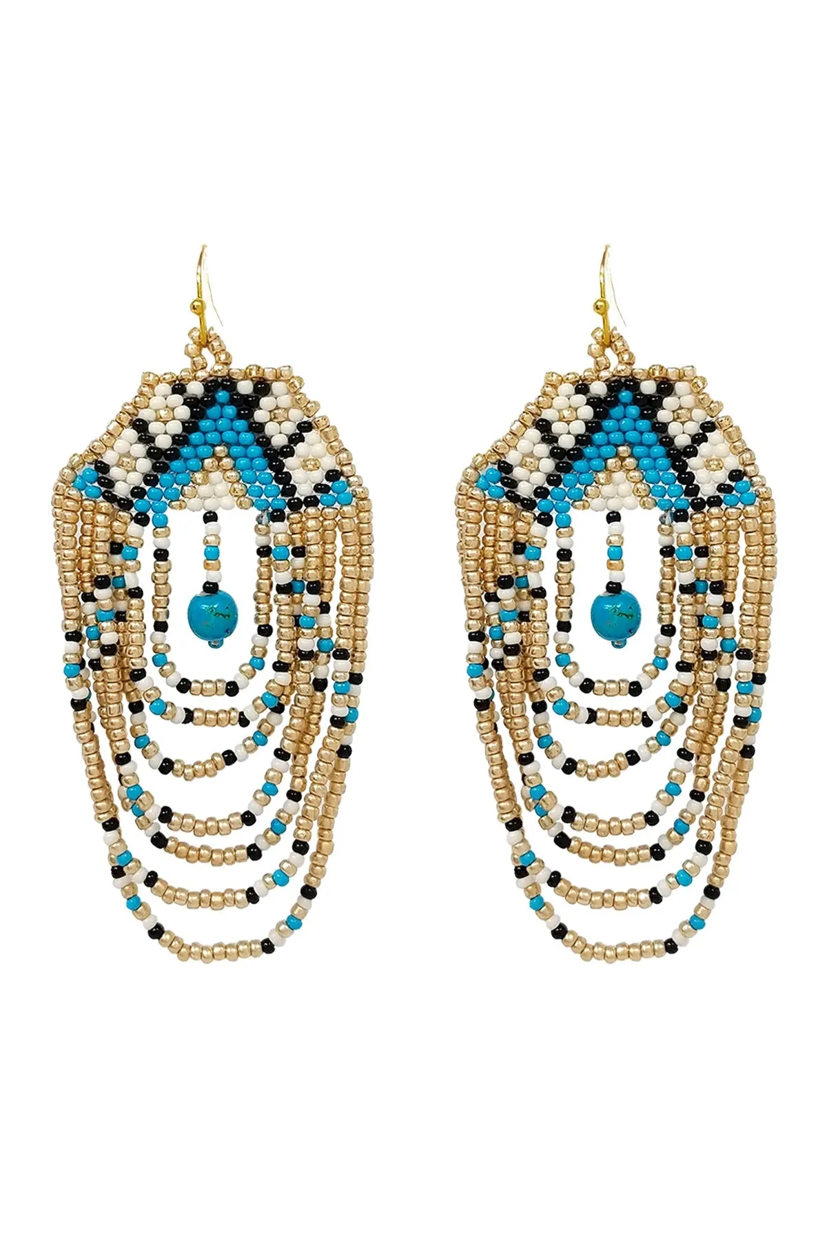 BOHO MULTI LAYERED CHANDELIER SEED BEED EARRINGS