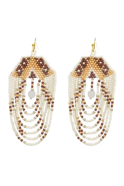 BOHO MULTI LAYERED CHANDELIER SEED BEED EARRINGS