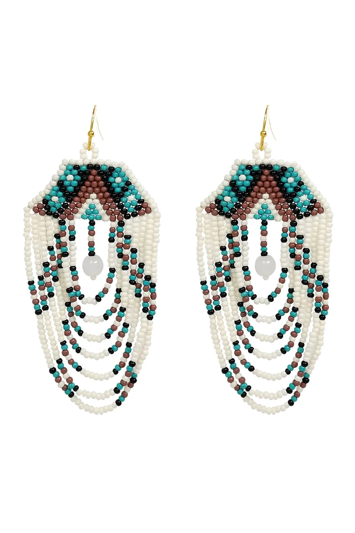 BOHO MULTI LAYERED CHANDELIER SEED BEED EARRINGS