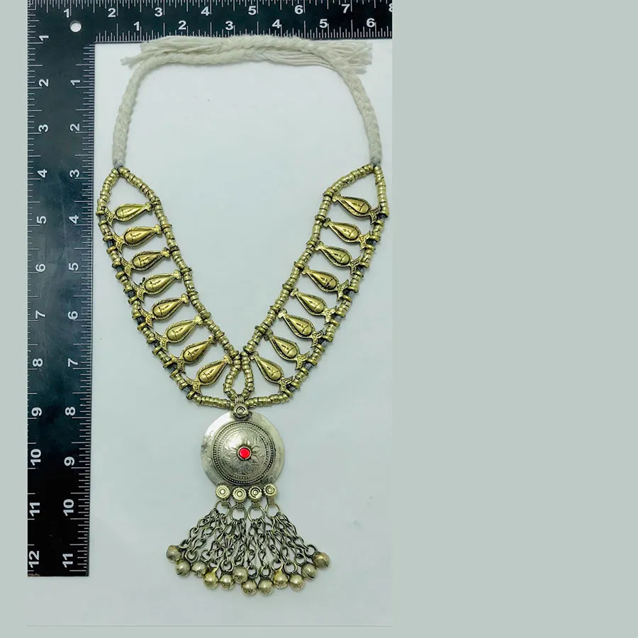 Boho Tribal Metal Beaded Chain Necklace