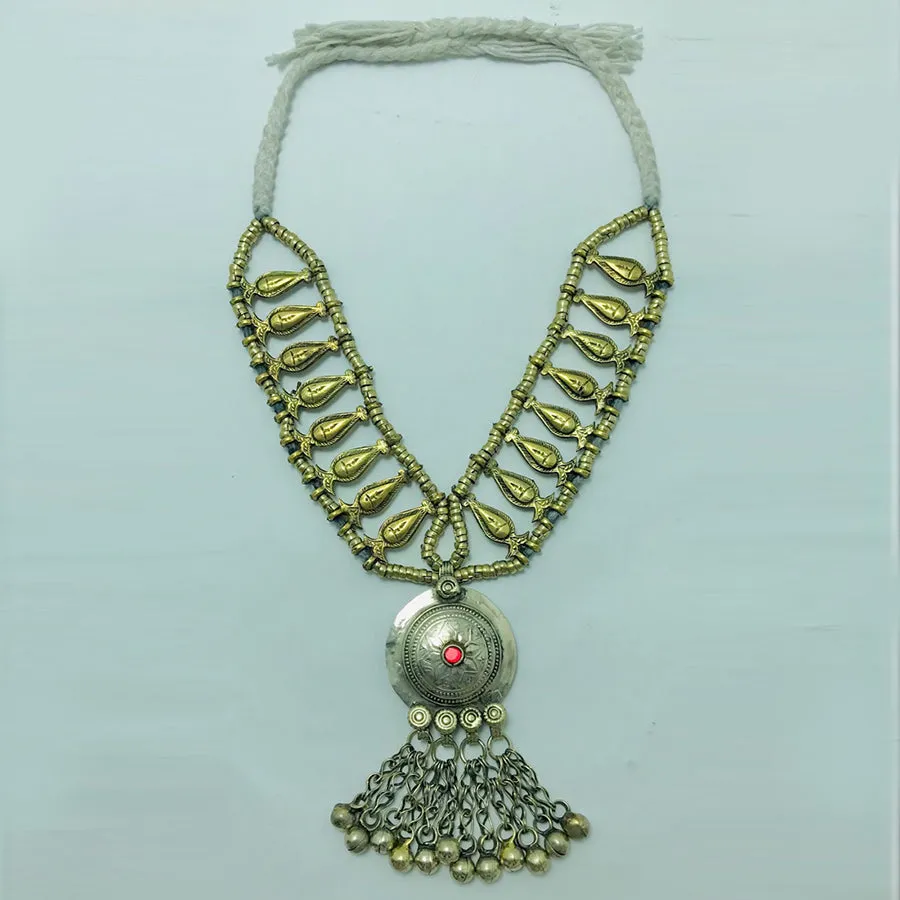 Boho Tribal Metal Beaded Chain Necklace