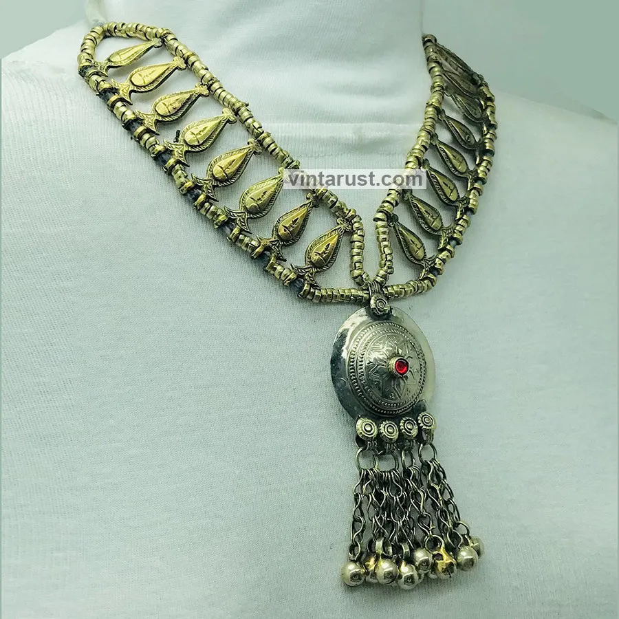 Boho Tribal Metal Beaded Chain Necklace