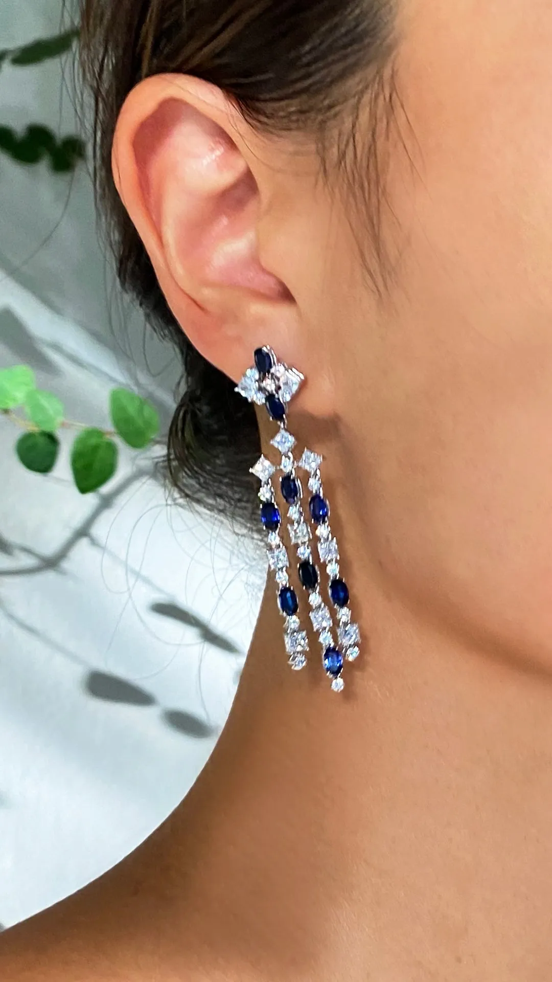 Brady Sapphire Earrings White Gold Plated