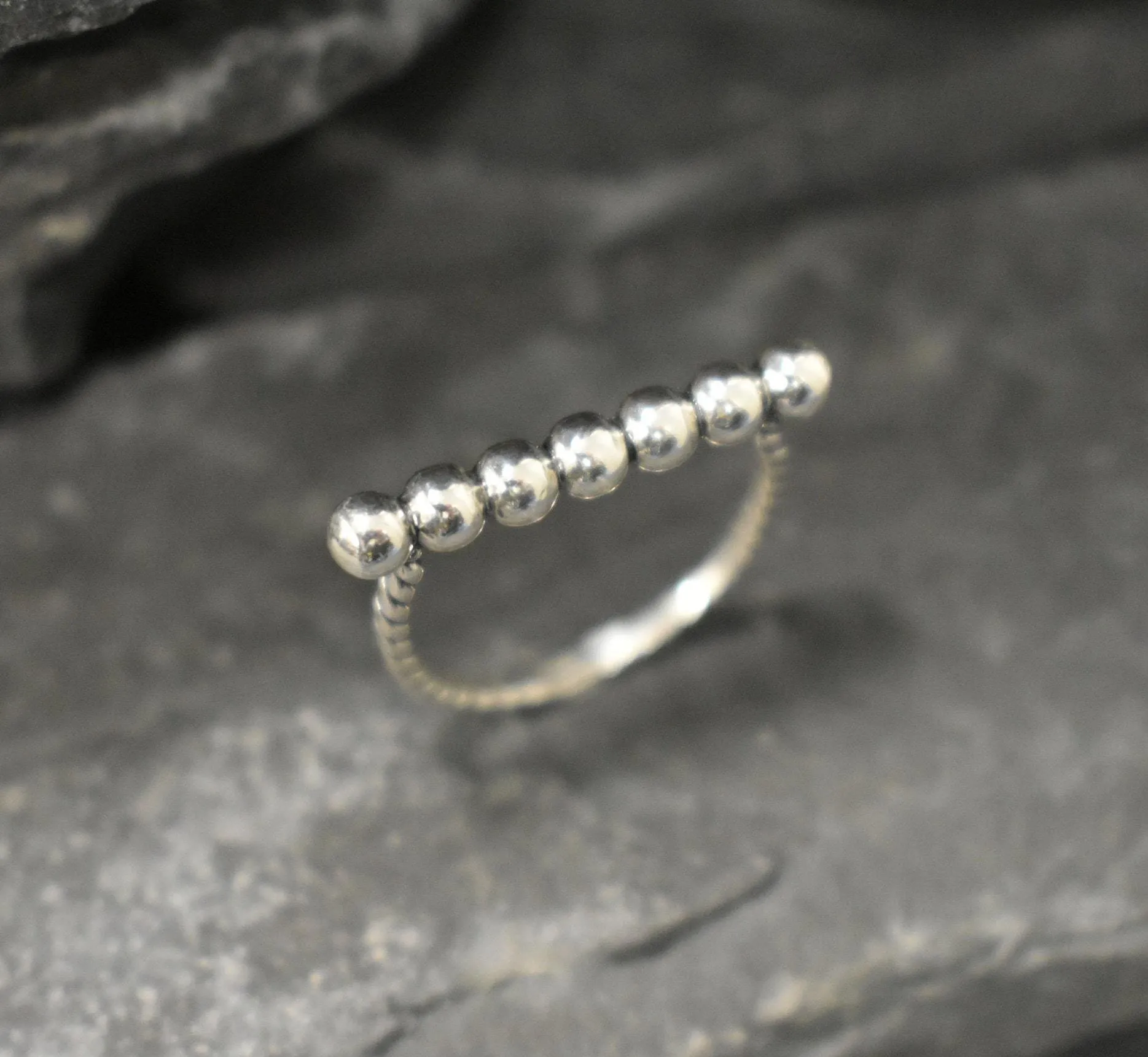 Bubble Bar Ring - Silver Horizontal Ring - Silver Twisted Band