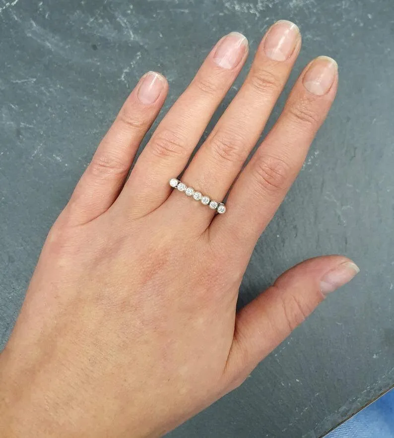 Bubble Bar Ring - Silver Horizontal Ring - Silver Twisted Band