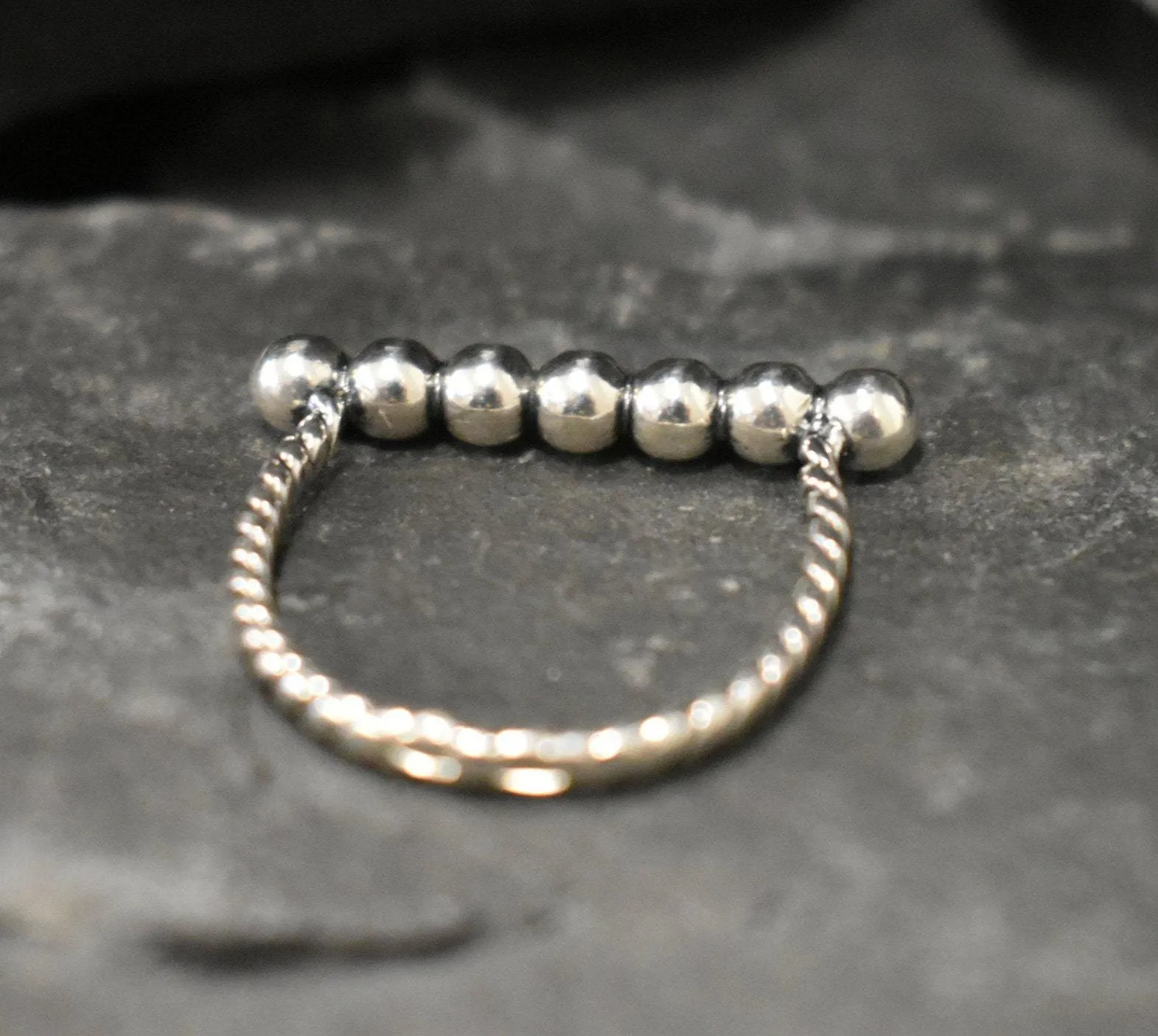 Bubble Bar Ring - Silver Horizontal Ring - Silver Twisted Band