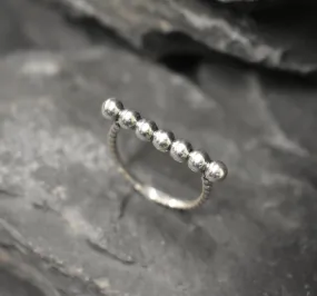 Bubble Bar Ring - Silver Horizontal Ring - Silver Twisted Band