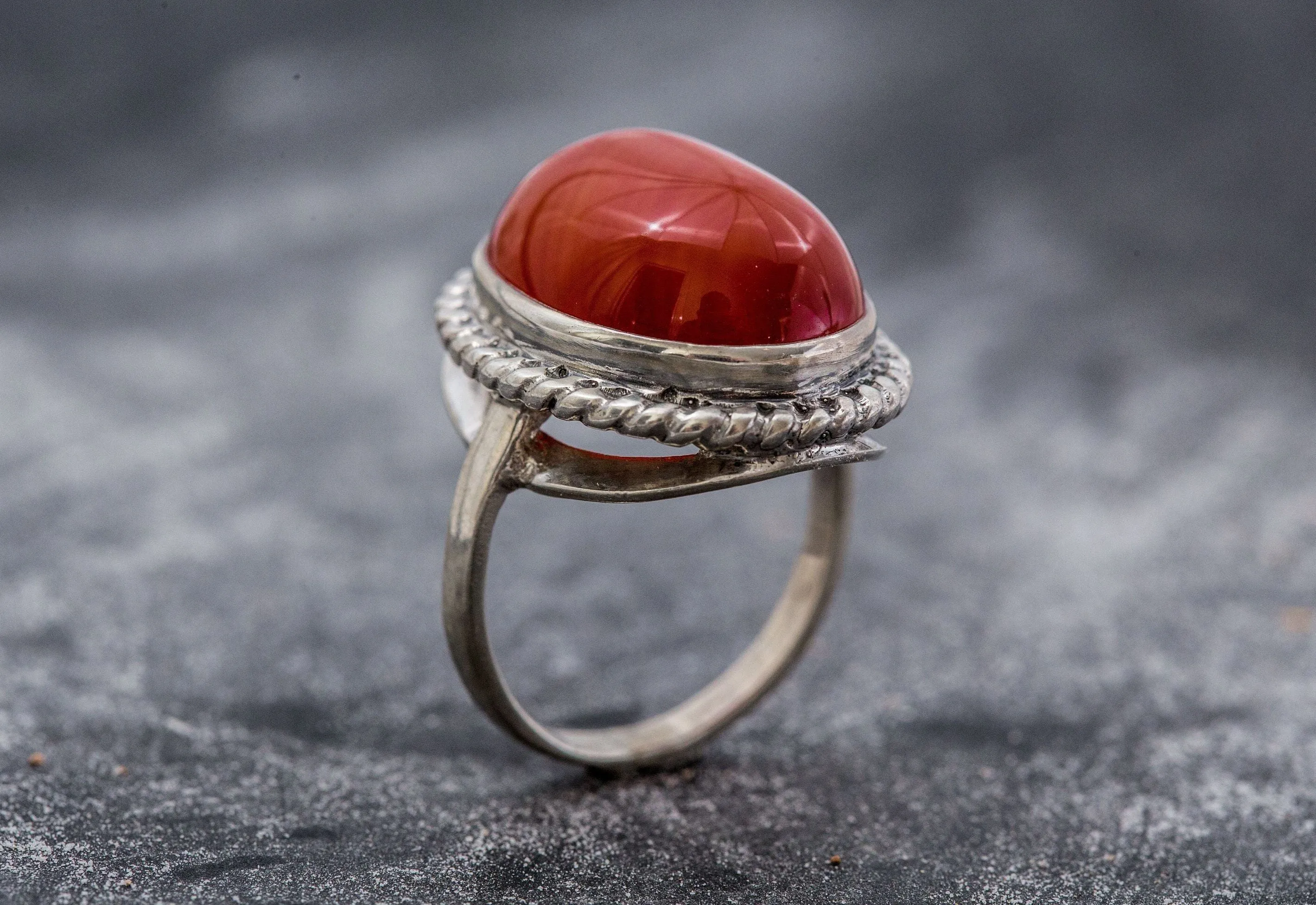 Carnelian Ring - Oval Red Agate Ring - Carnelian Statement Ring