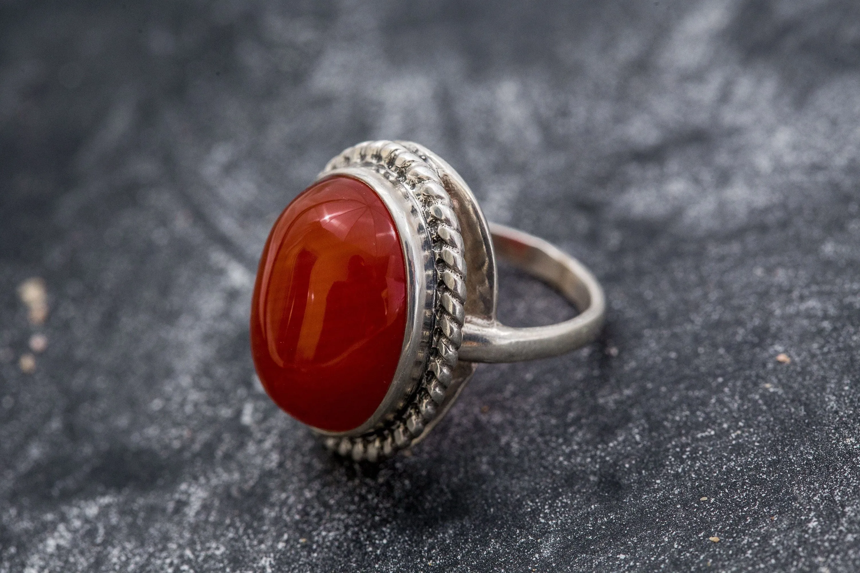Carnelian Ring - Oval Red Agate Ring - Carnelian Statement Ring