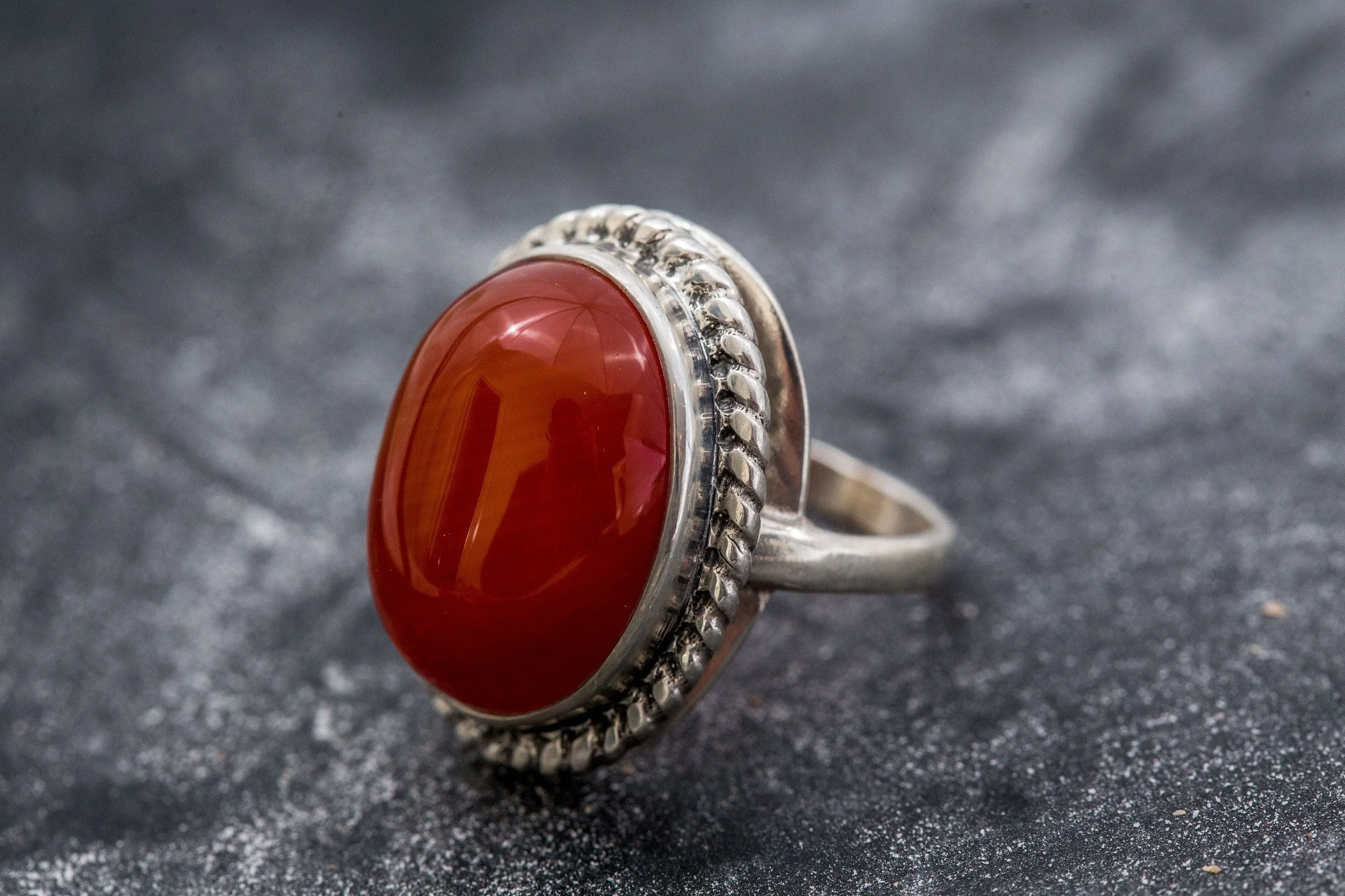 Carnelian Ring - Oval Red Agate Ring - Carnelian Statement Ring