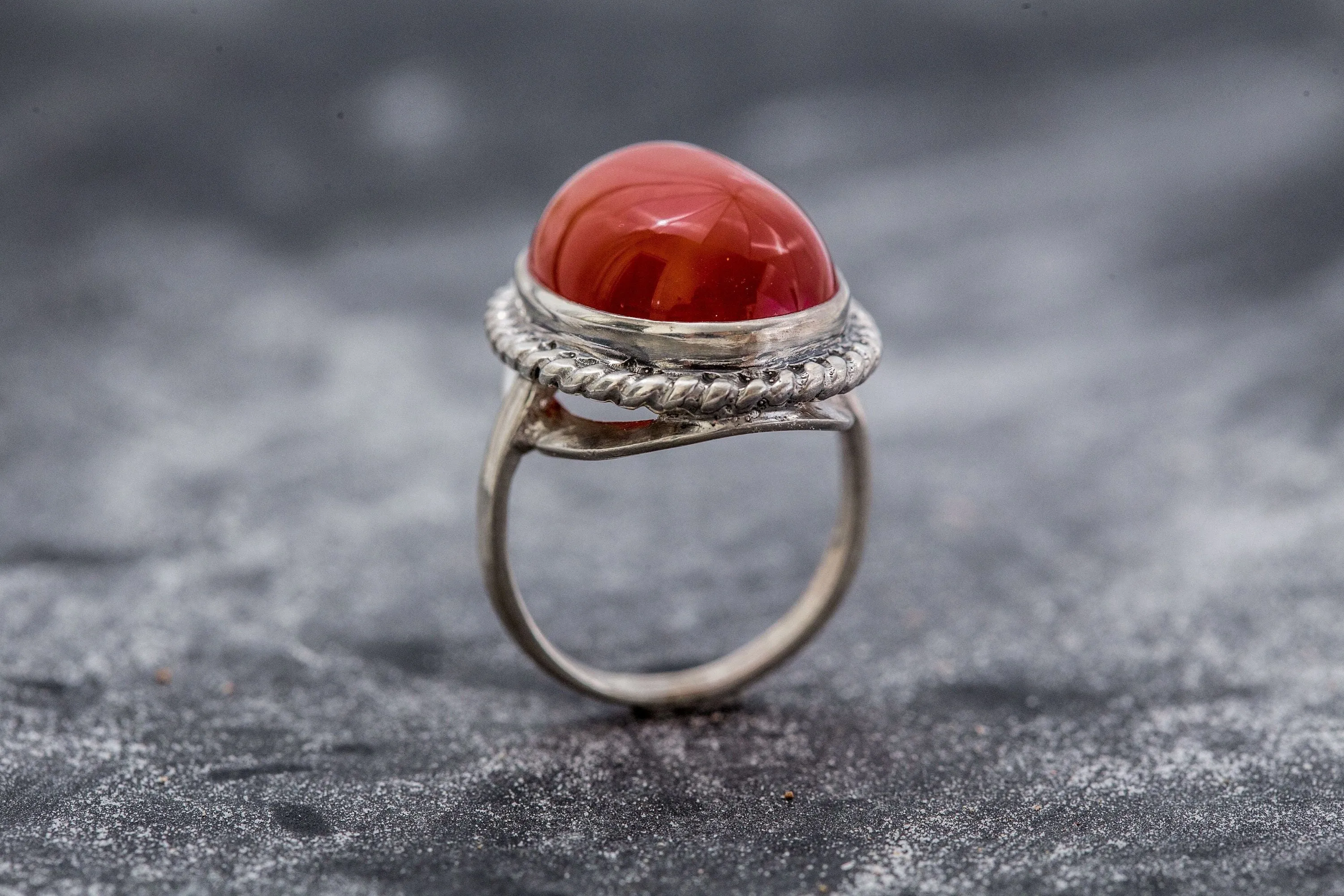 Carnelian Ring - Oval Red Agate Ring - Carnelian Statement Ring