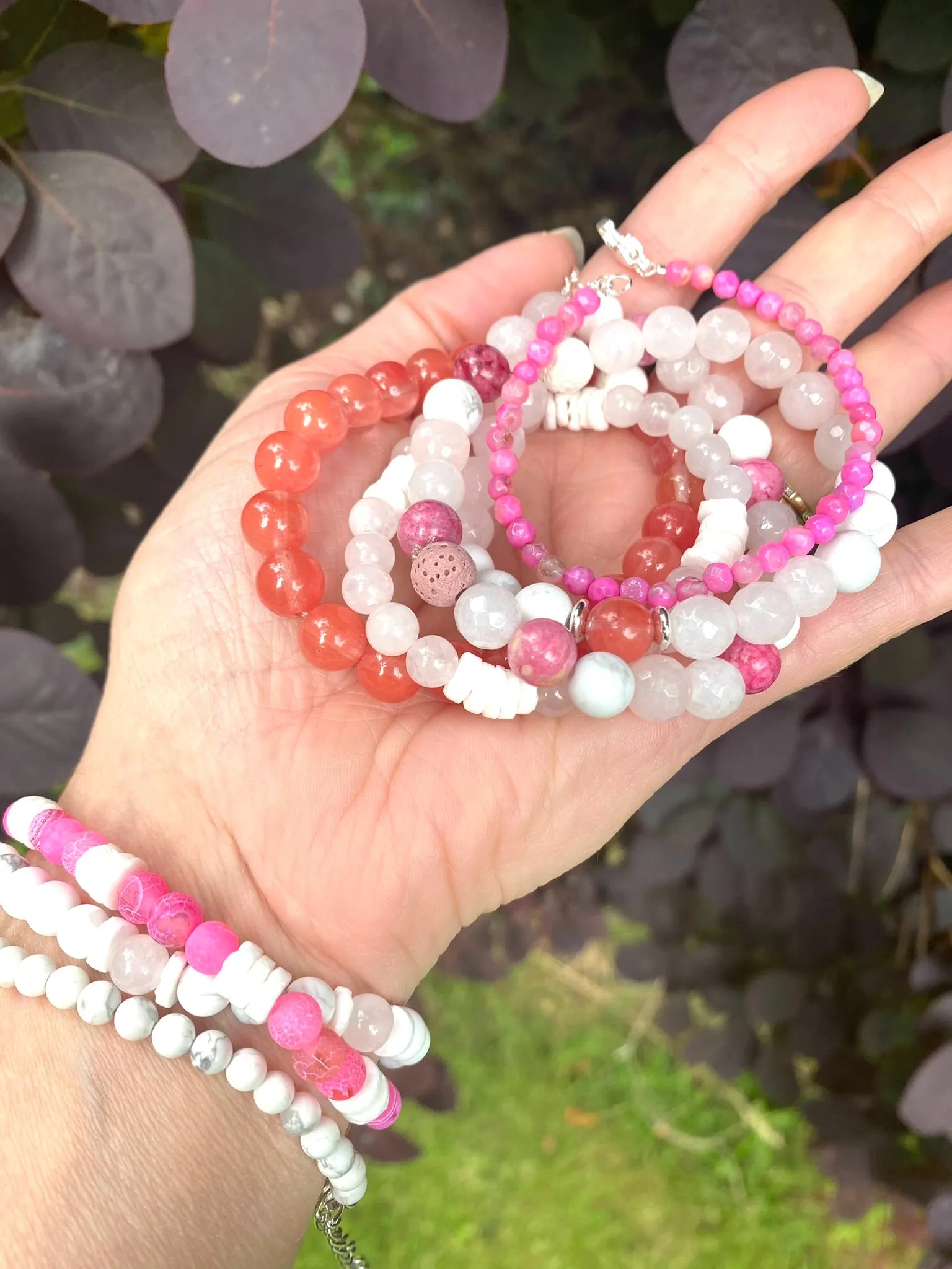 Cherry Quartz with Lava Stone Diffuser Bracelet