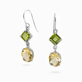 Citrine and Peridot Drop Earrings