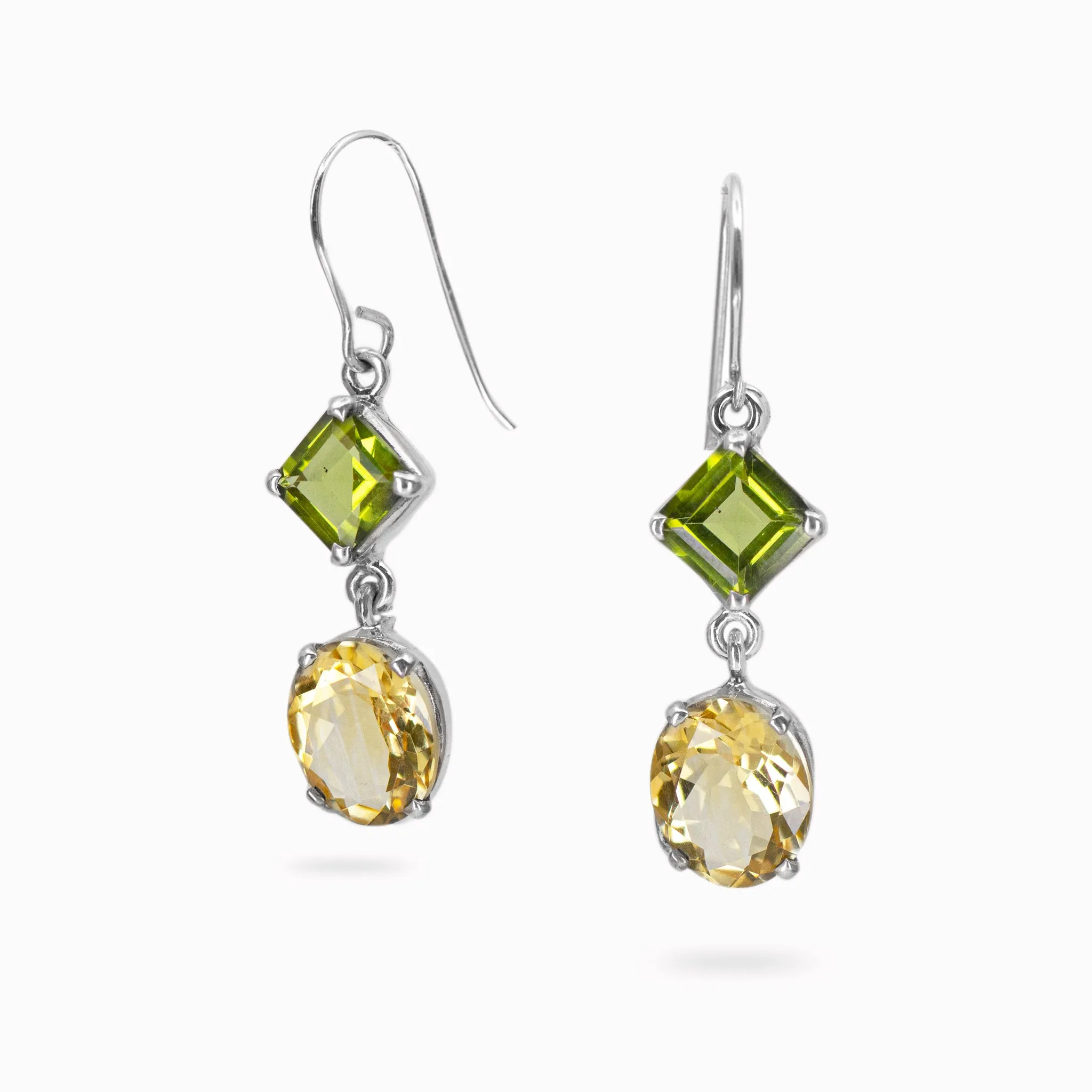 Citrine and Peridot Drop Earrings