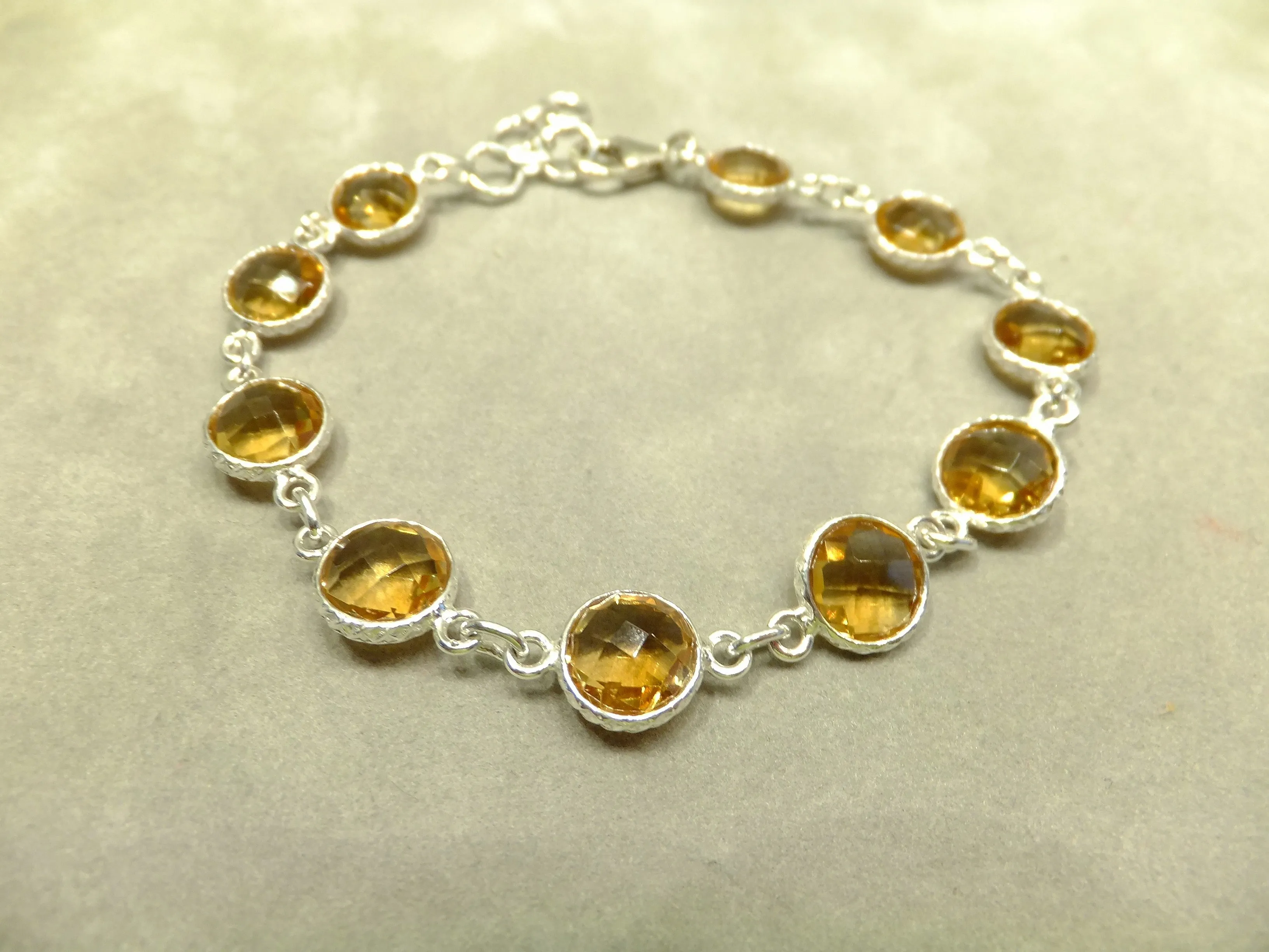 Citrine Gemstone Bracelet in Sterling Silver