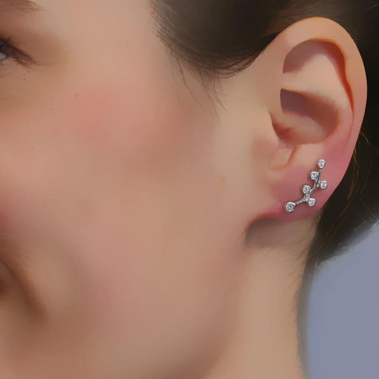 Climber Diamond Earrings 14K White Gold