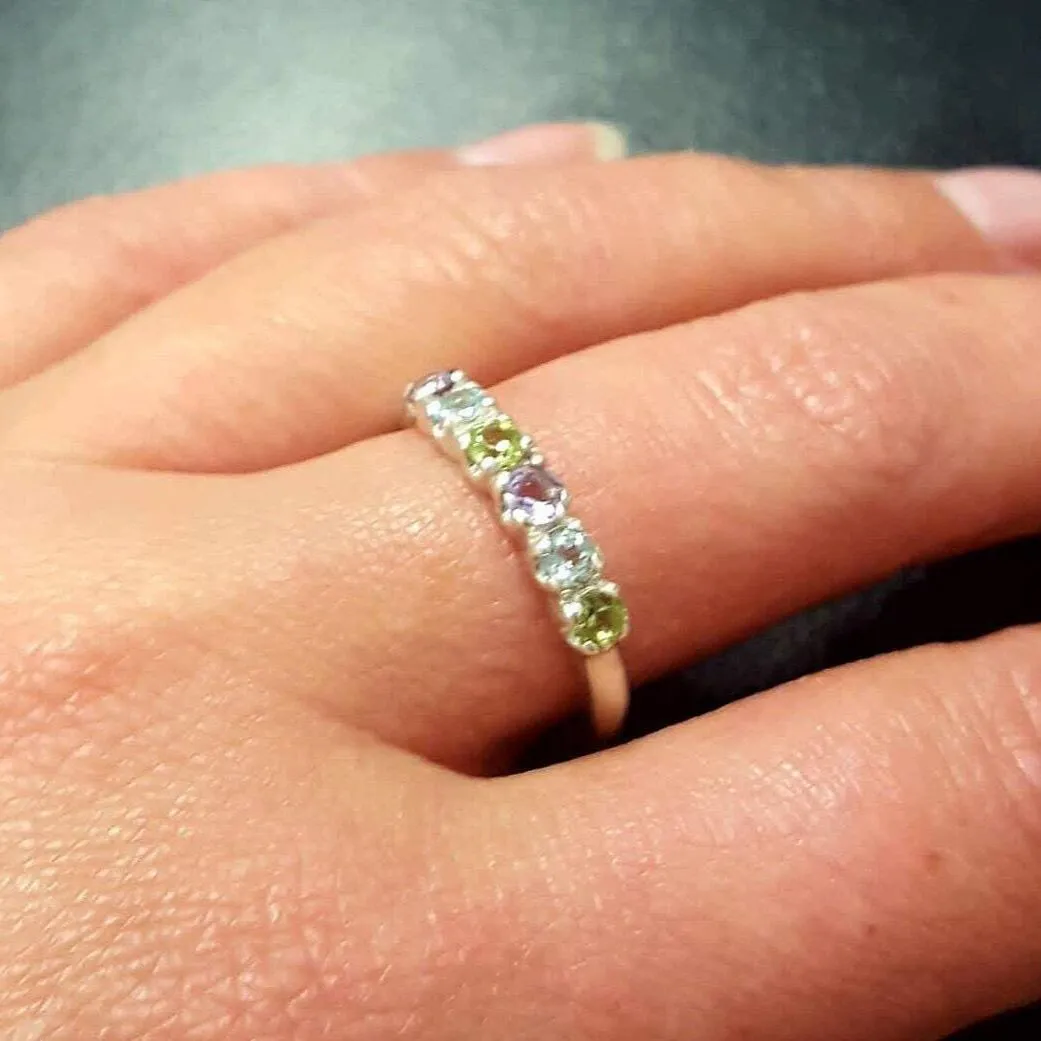 Colorful Stackable Band - Half Eternity Ring - Multistone Ring