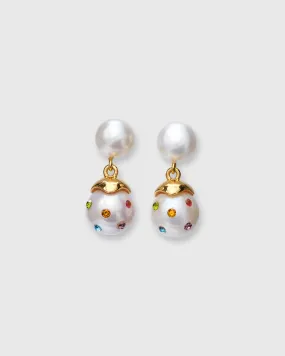 Confetti Drop Earrings in White