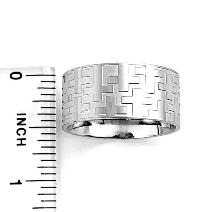 Cross Ring Mens Wide Band Ring