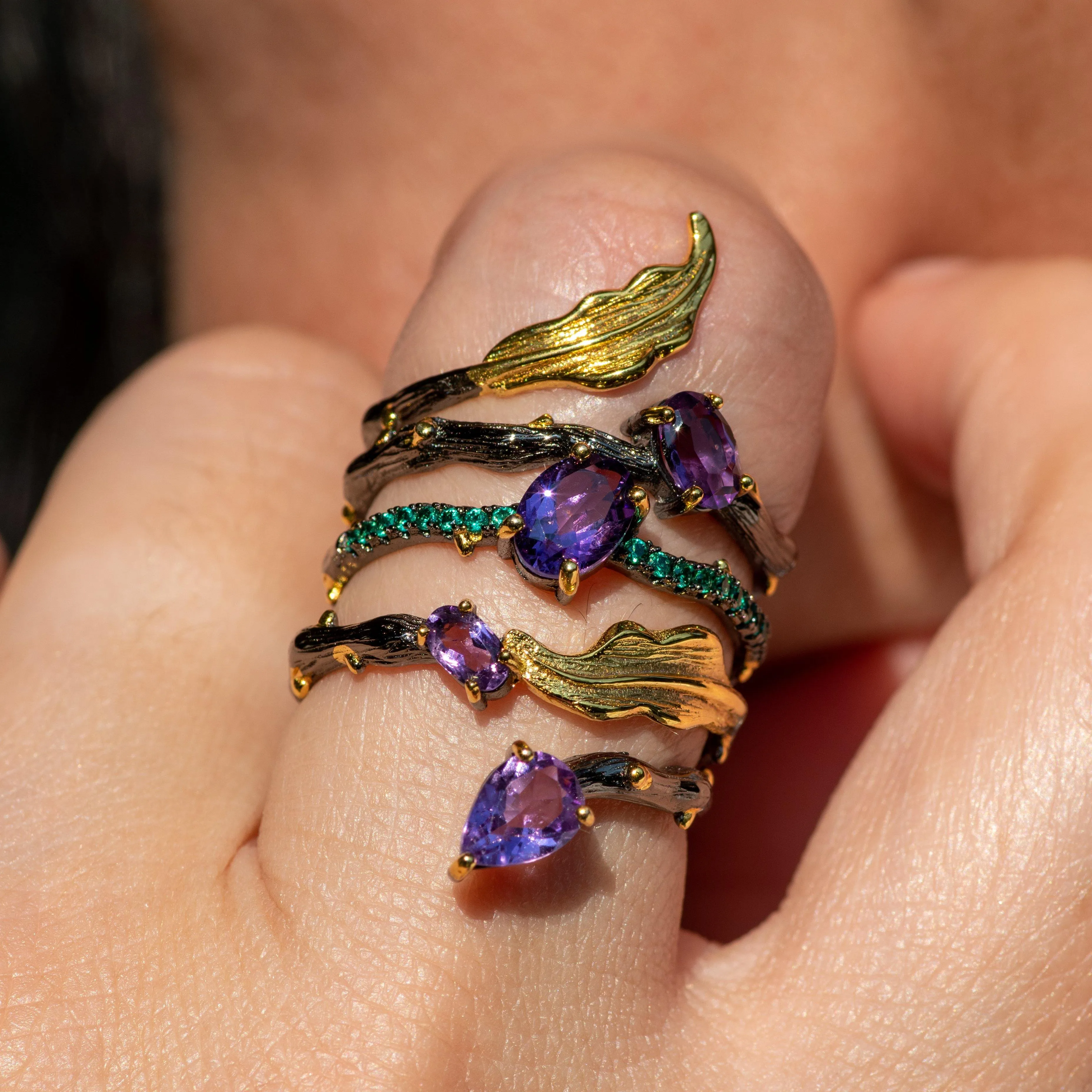 Daffodil Amethyst Ring - 2.26Ct Natural Amethyst in Sterling Silver