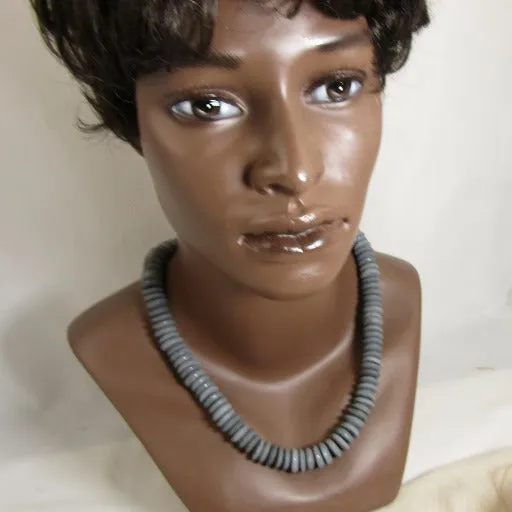 Dark Blue Grey Men's Beaded Necklace