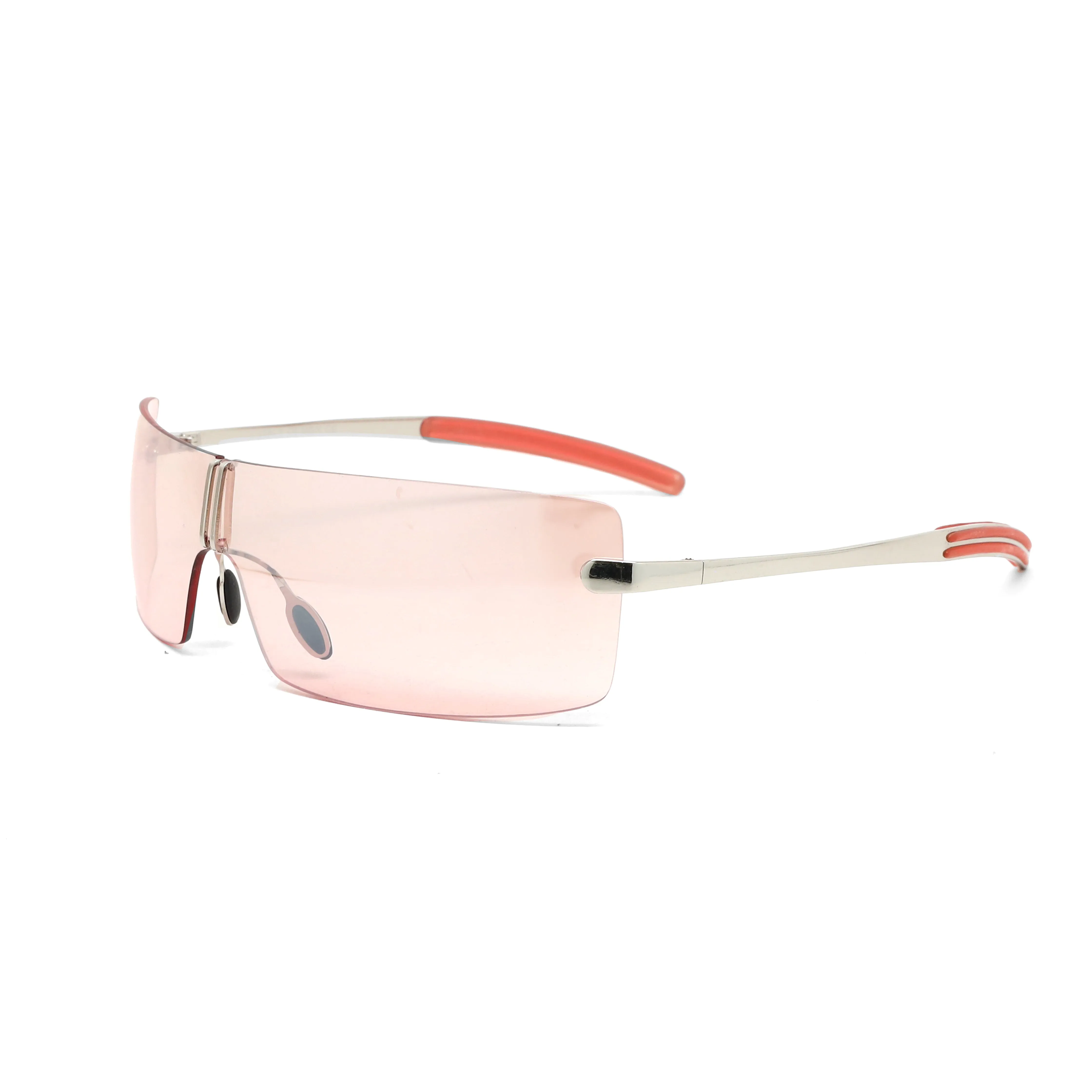 Deluxe Late 90s Vintage Frameless Wraparound Visor Sunglasses - Pink