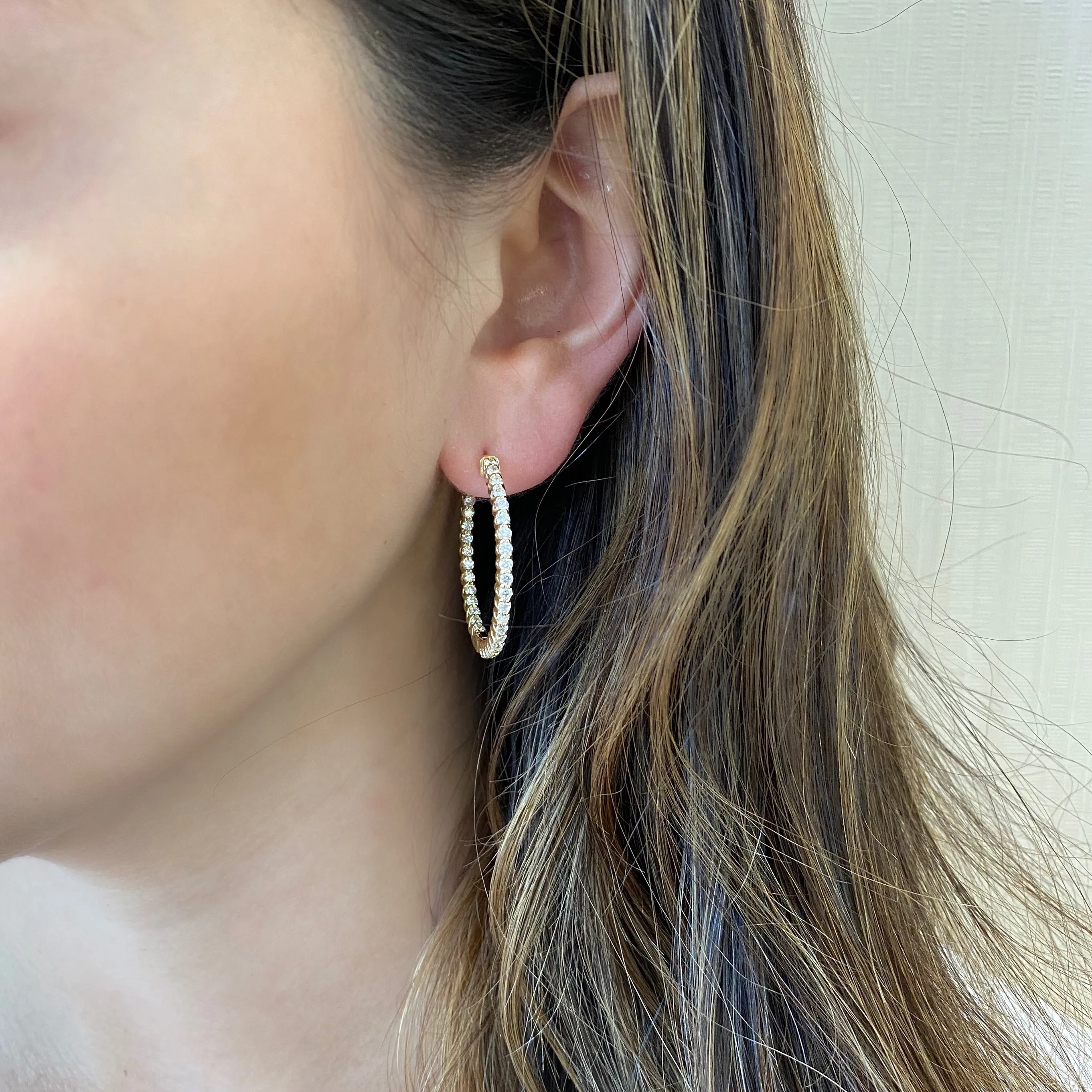 Diamond Interior & Exterior Medium Hoop Earrings