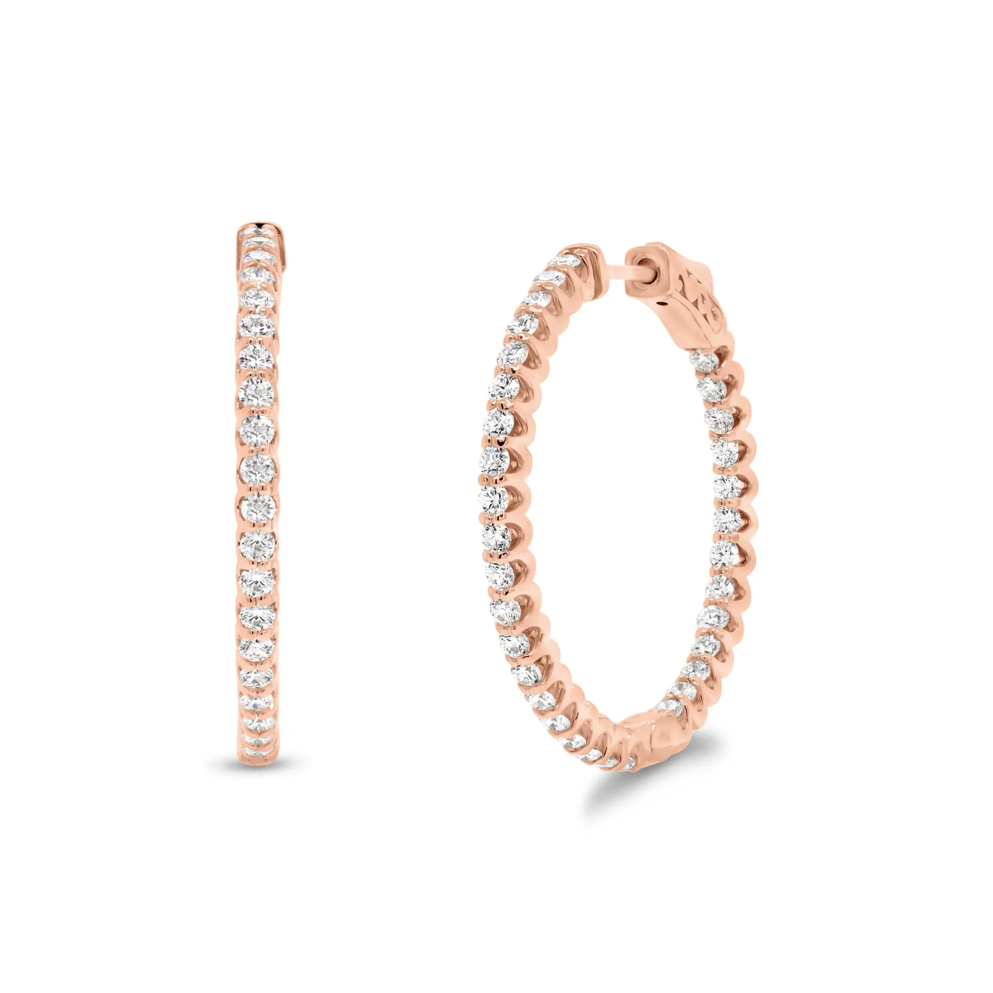 Diamond Interior & Exterior Medium Hoop Earrings