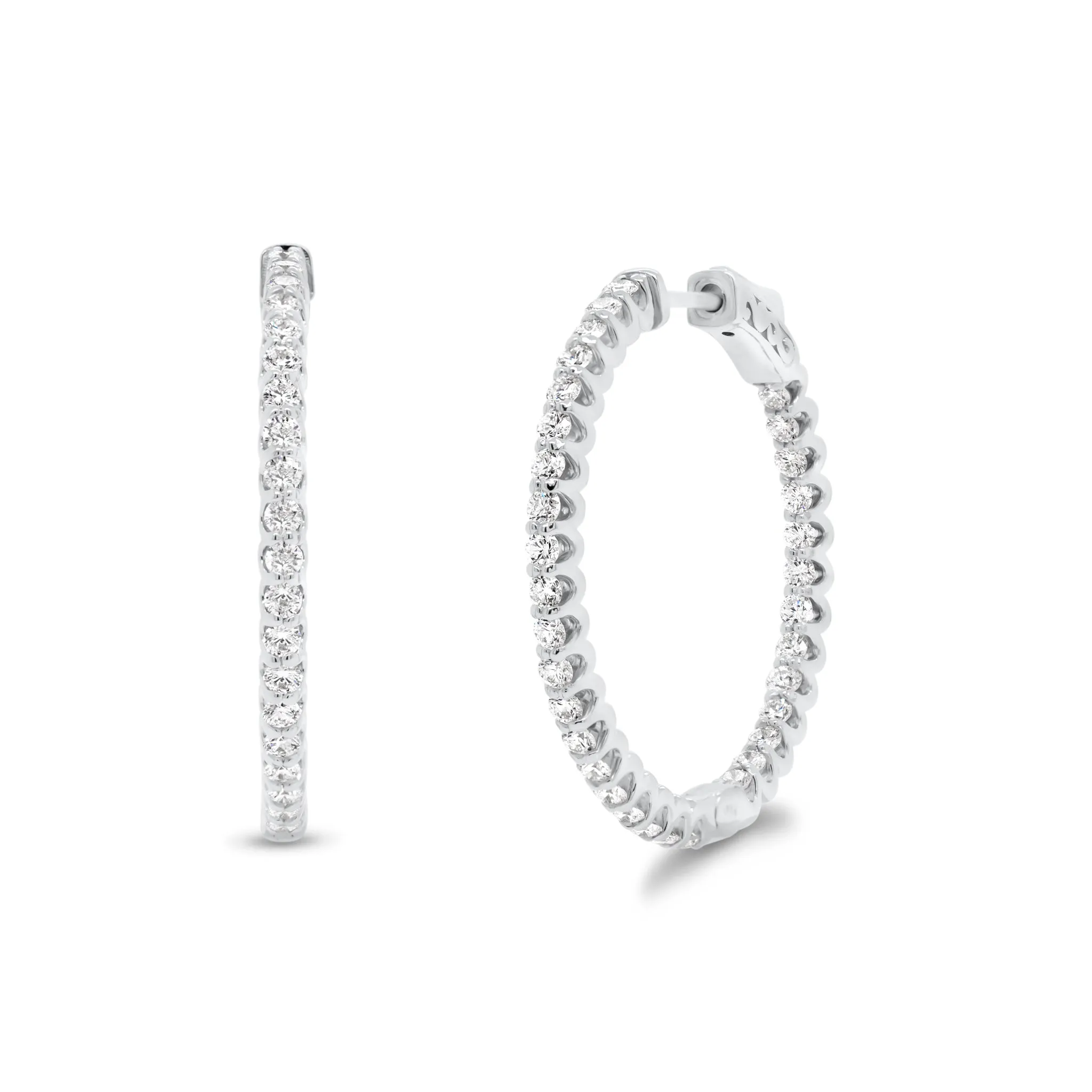 Diamond Interior & Exterior Medium Hoop Earrings