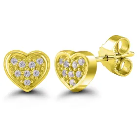 DIAMOND PAVE HEART EARRINGS, .05 CT TW