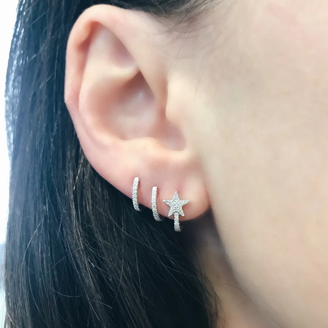 Diamond Star Huggie Hoop Earrings