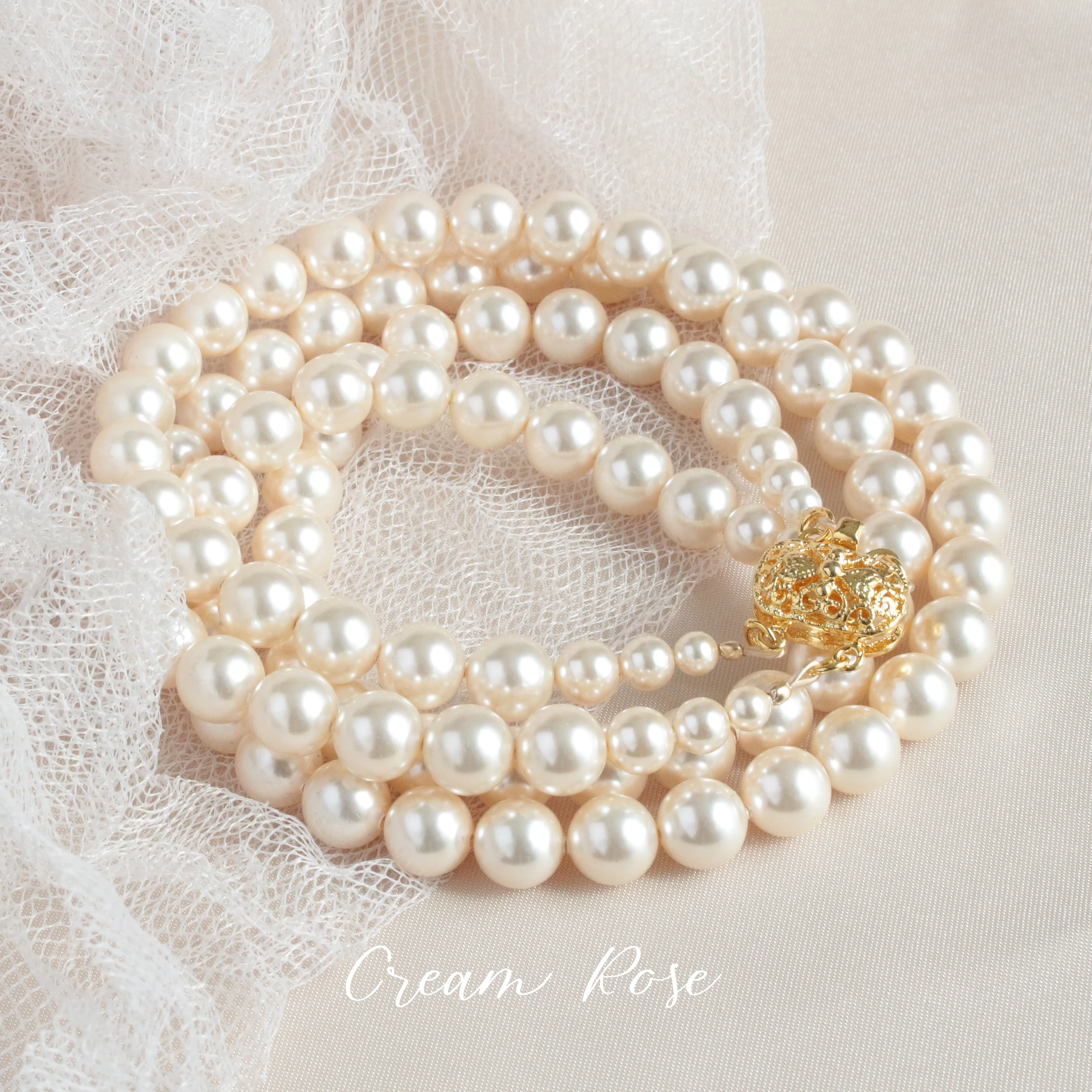 Double Strand Pearl Bracelet & Earring Set