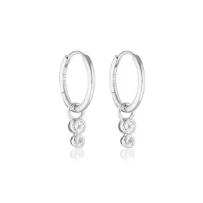 Duo Huggie Hoop Earrings | White Topaz