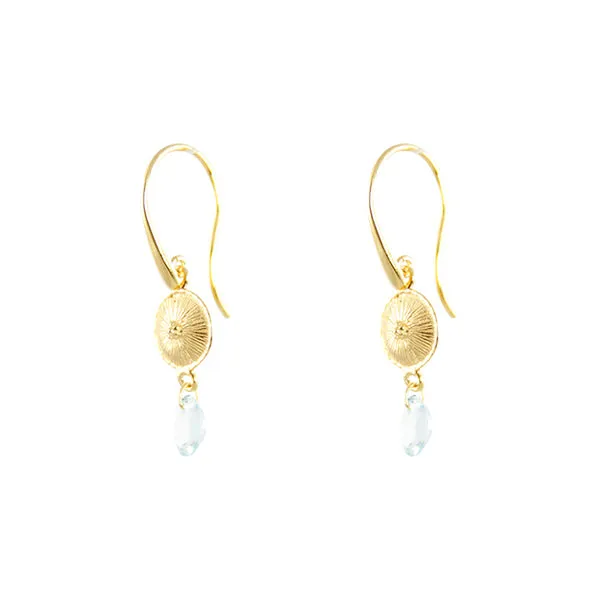 Earrings - Jali -JaNip Blue Topaz Gold Plated Sterling Silver
